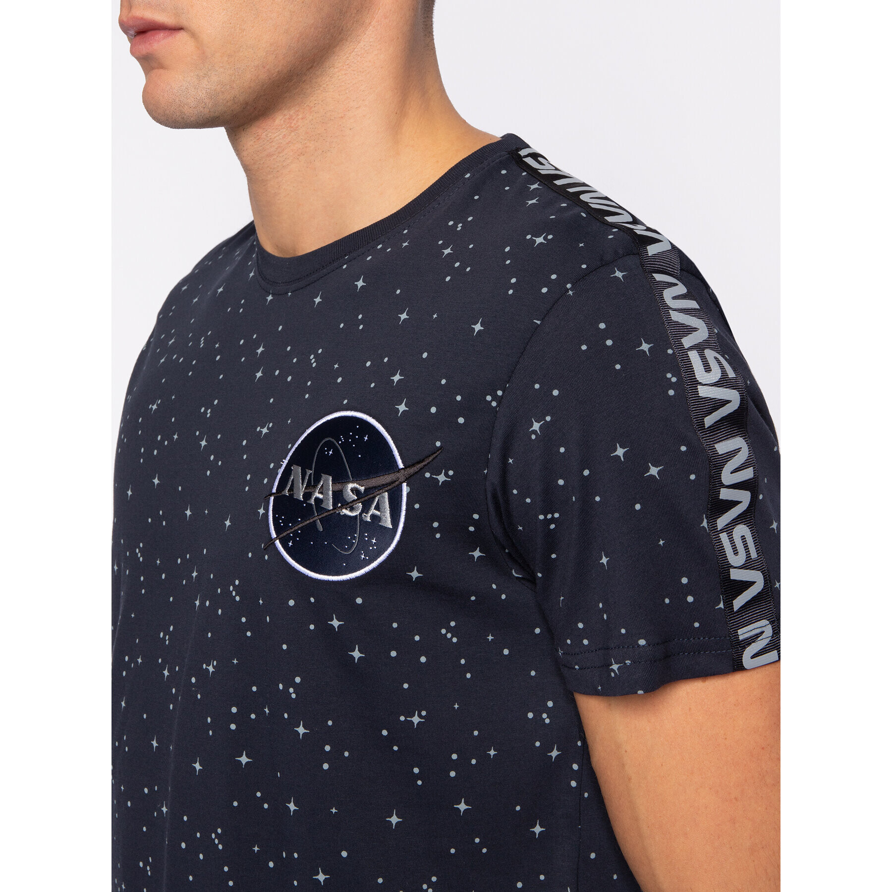 Alpha Industries Majica Nasa Tape T 196506 Mornarsko modra Regular Fit - Pepit.si