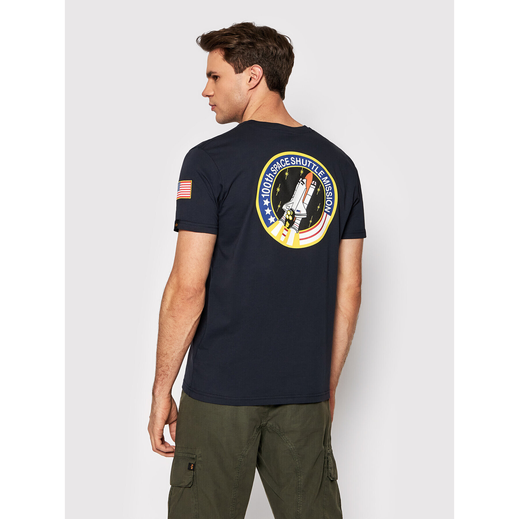 Alpha Industries Majica Space Shuttle 176507 Mornarsko modra Regular Fit - Pepit.si