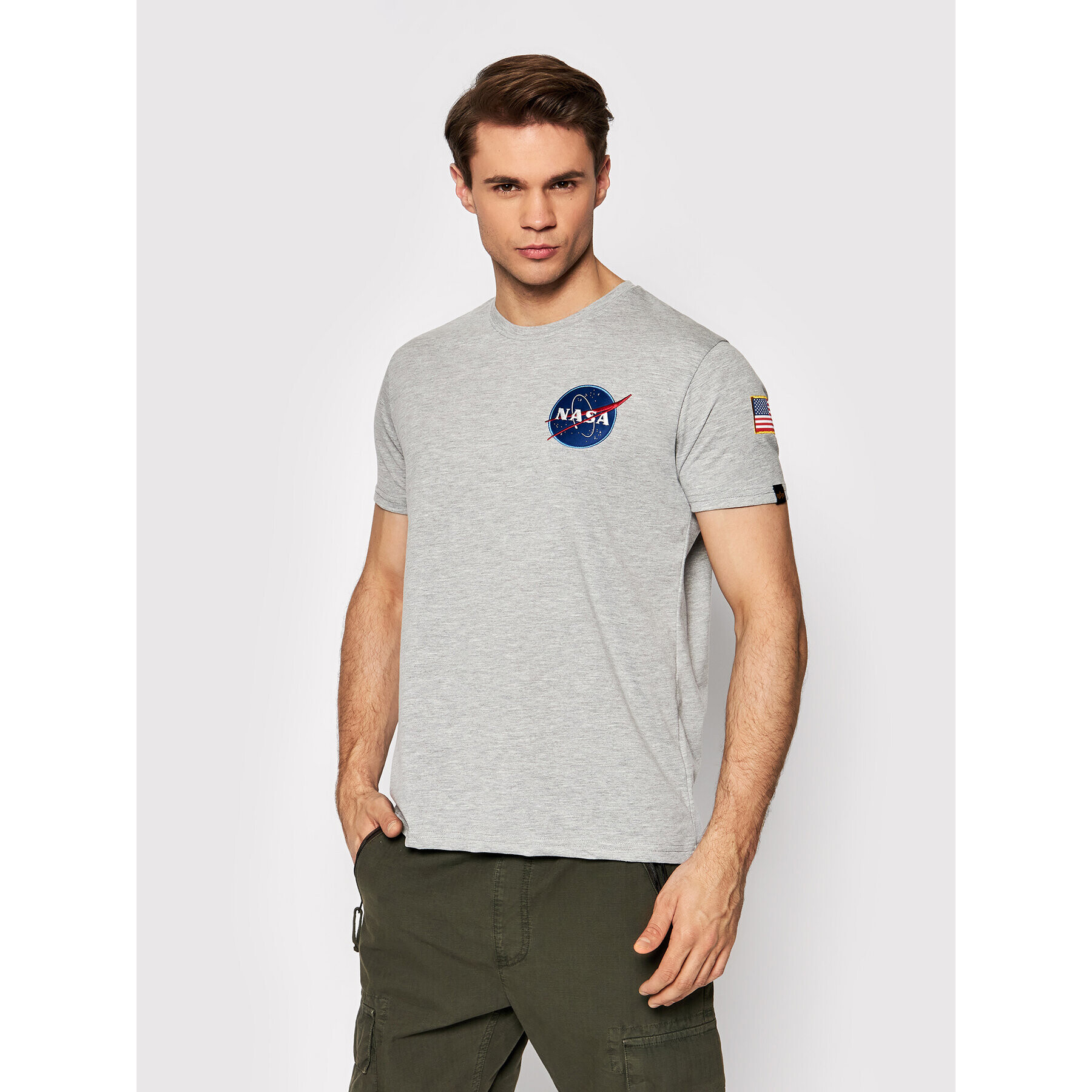 Alpha Industries Majica Space Shuttle 176507 Siva Regular Fit - Pepit.si