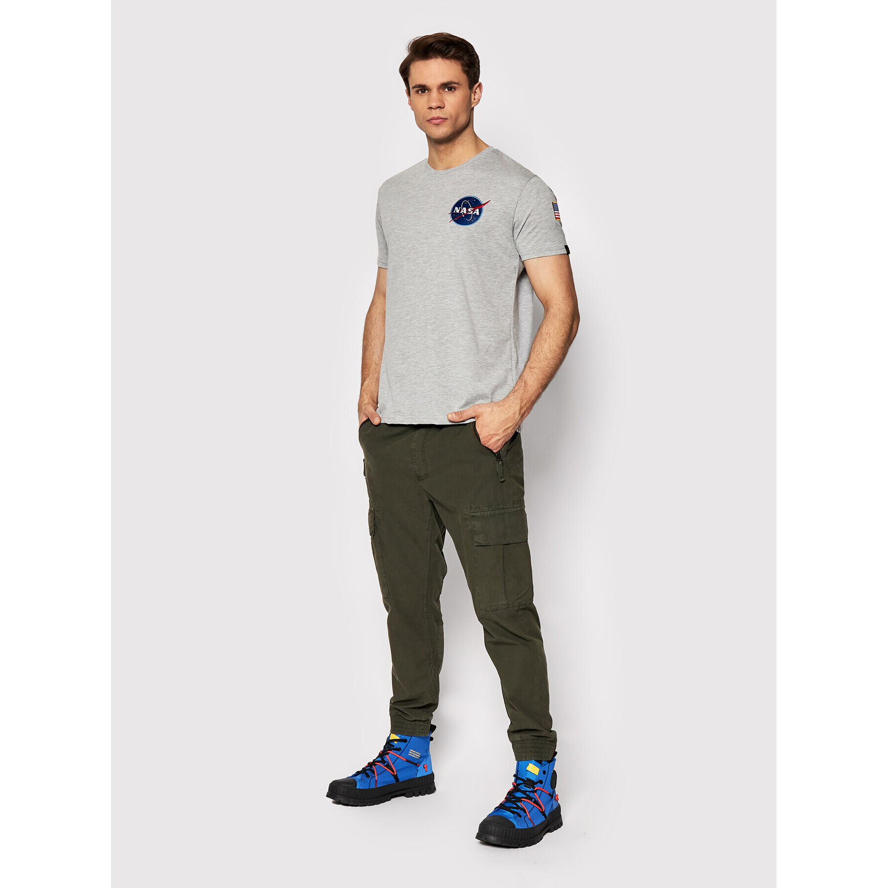 Alpha Industries Majica Space Shuttle 176507 Siva Regular Fit - Pepit.si