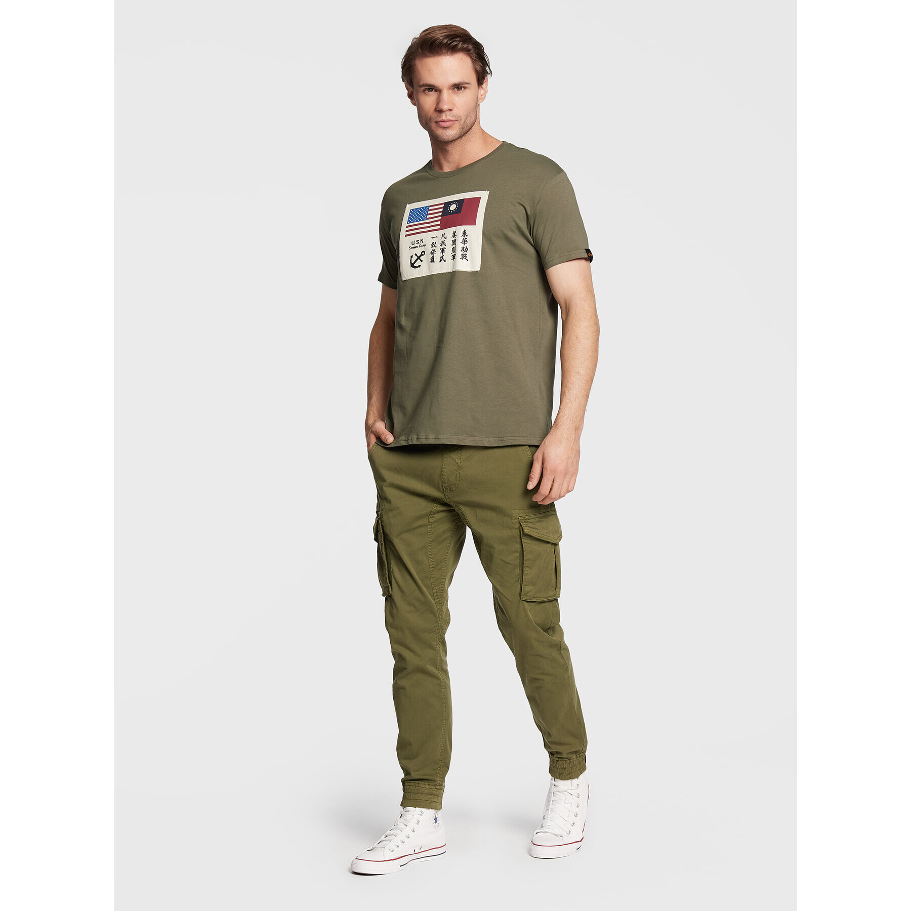 Alpha Industries Majica Usn Blood 108507 Zelena Regular Fit - Pepit.si