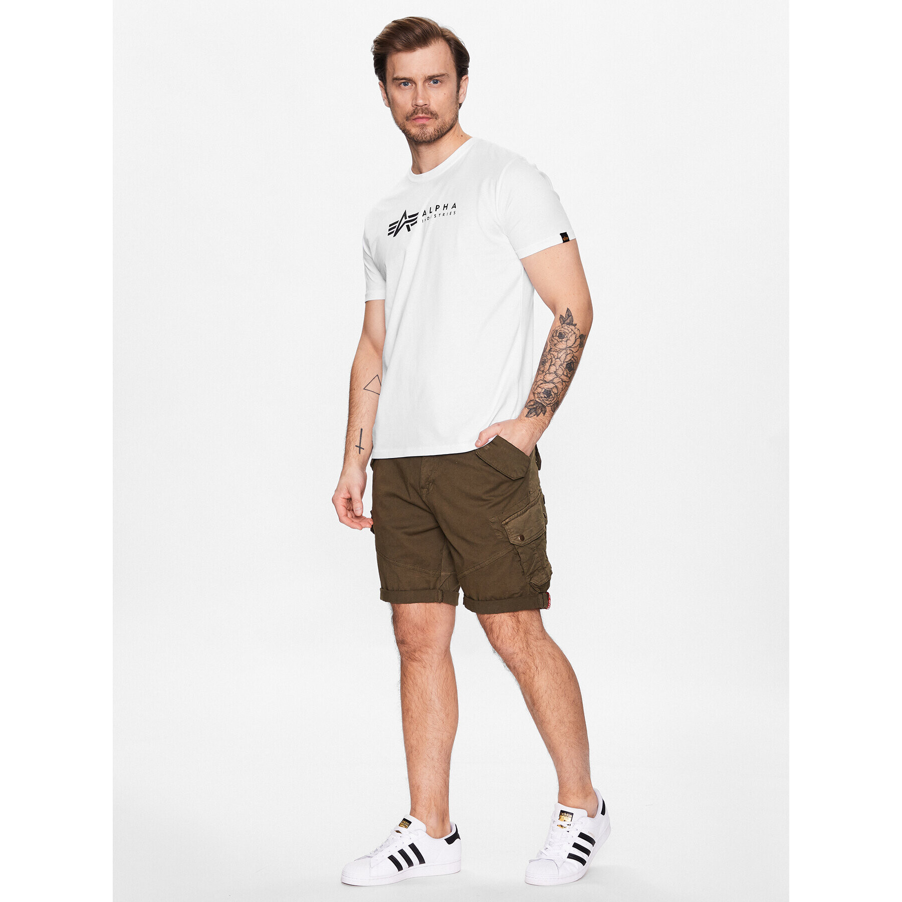 Alpha Industries Set dveh majic Alpha Label 118534 Bela Regular Fit - Pepit.si