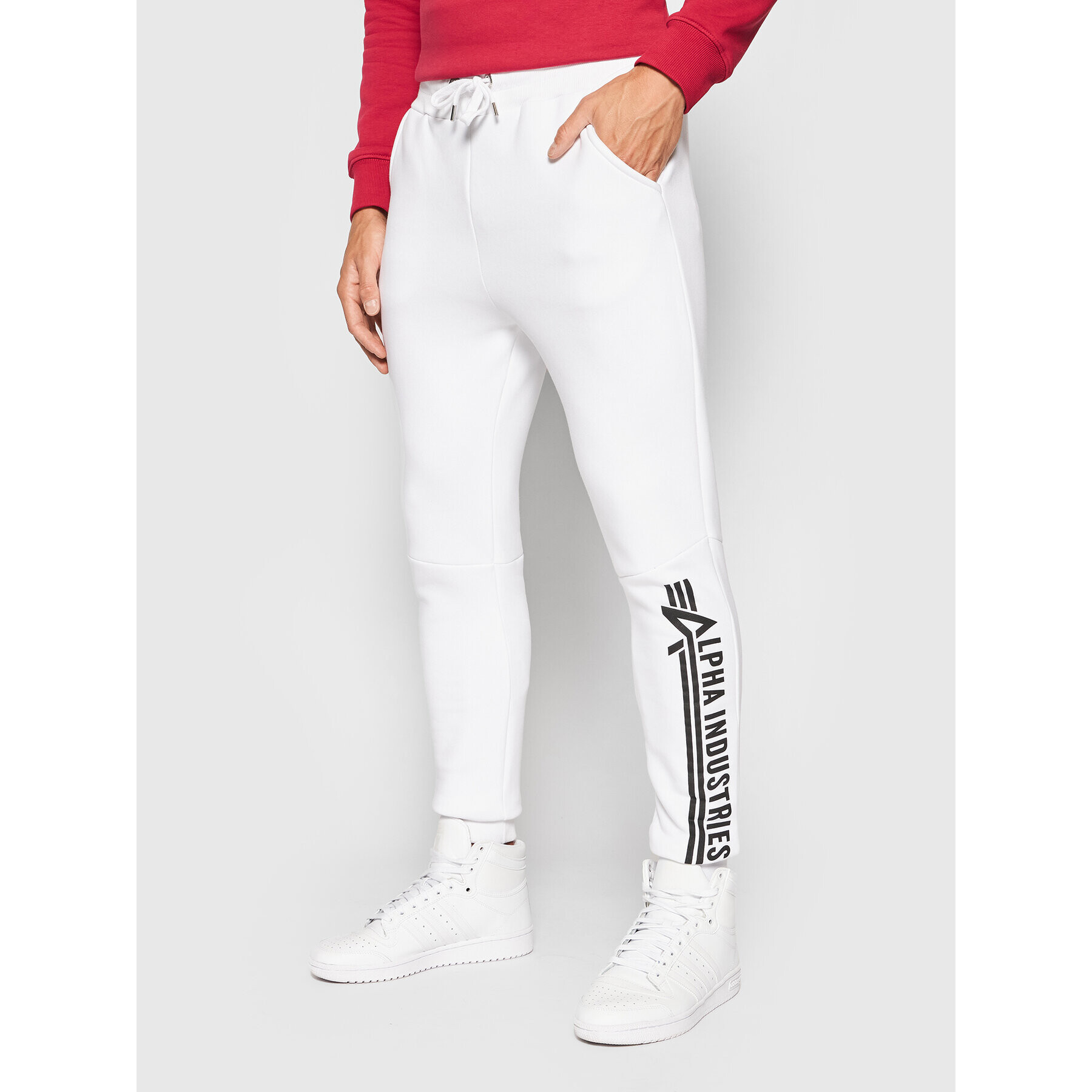 Alpha Industries Spodnji del trenirke Jogger 118364 Bela Regular Fit - Pepit.si