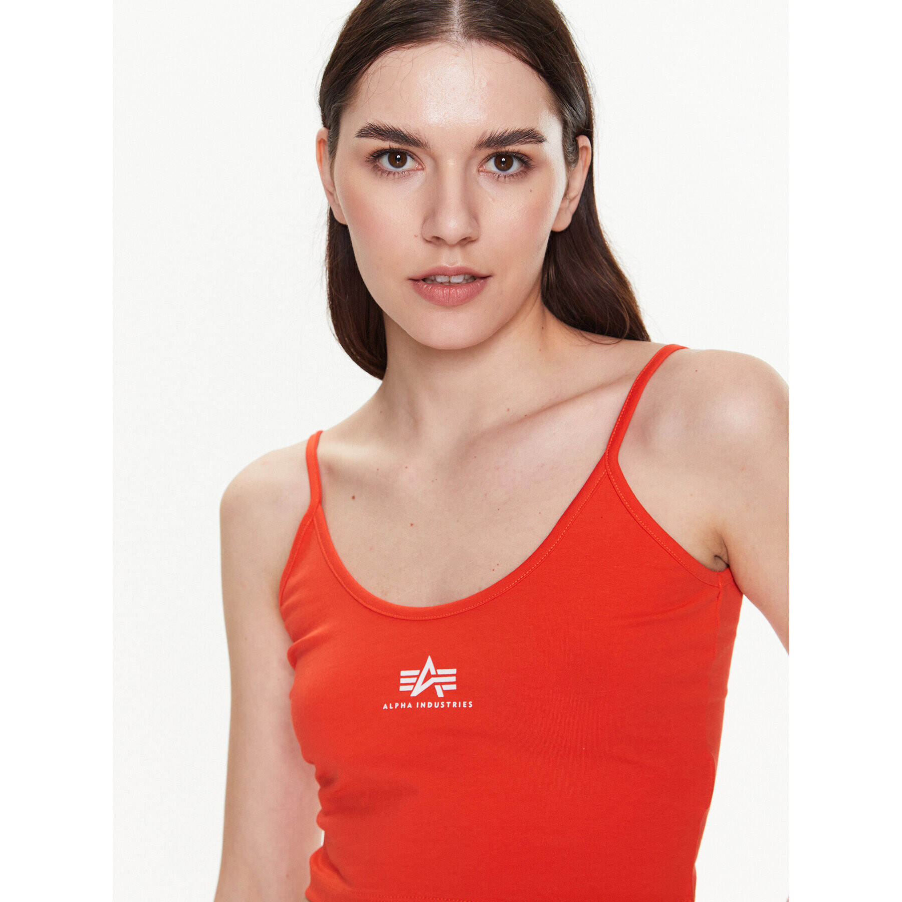 Alpha Industries Top Basic Crop-Top SL Wmn 116082 Rdeča Cropped Fit - Pepit.si