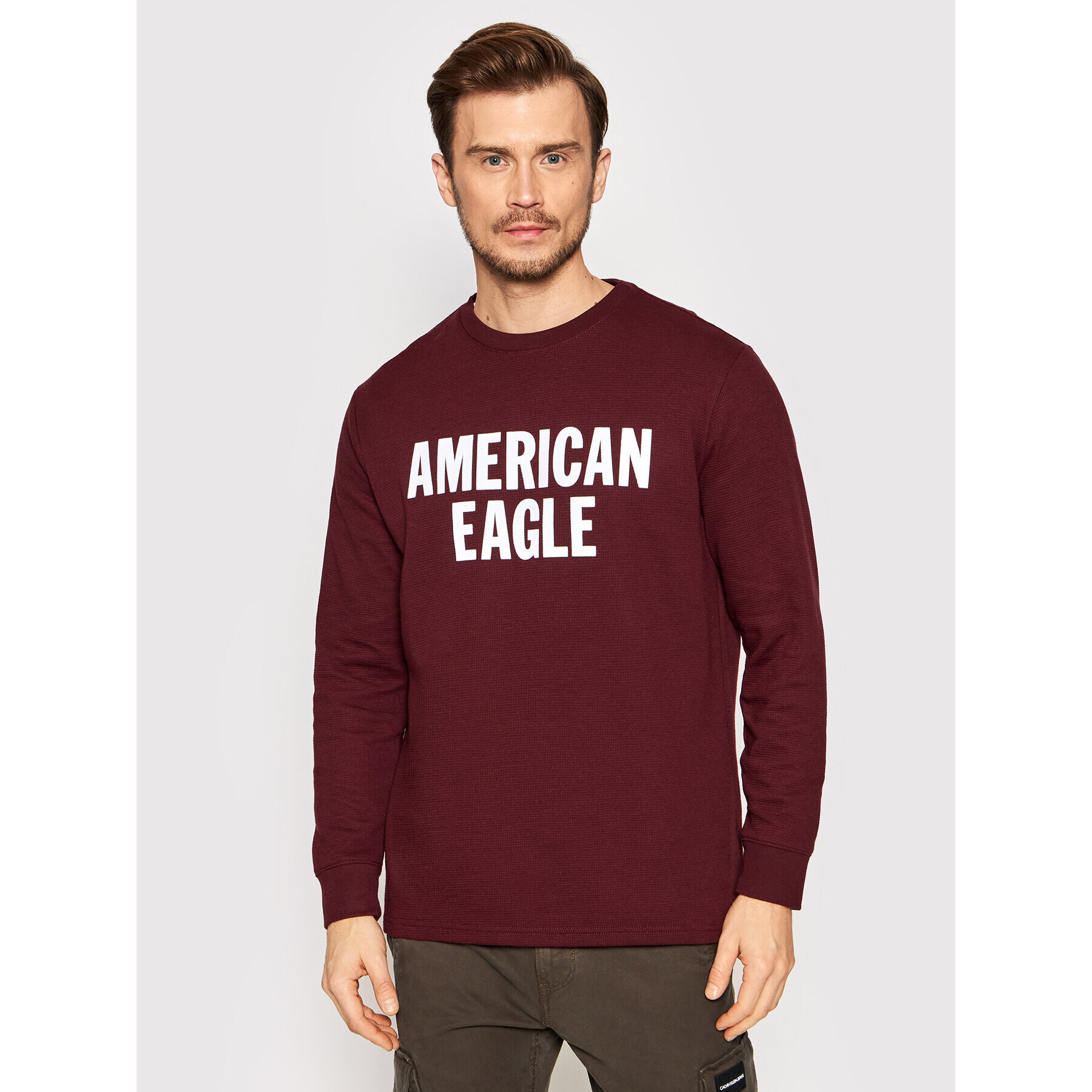 American Eagle Pulover 016-1175-5045 Bordo rdeča Standard Fit - Pepit.si