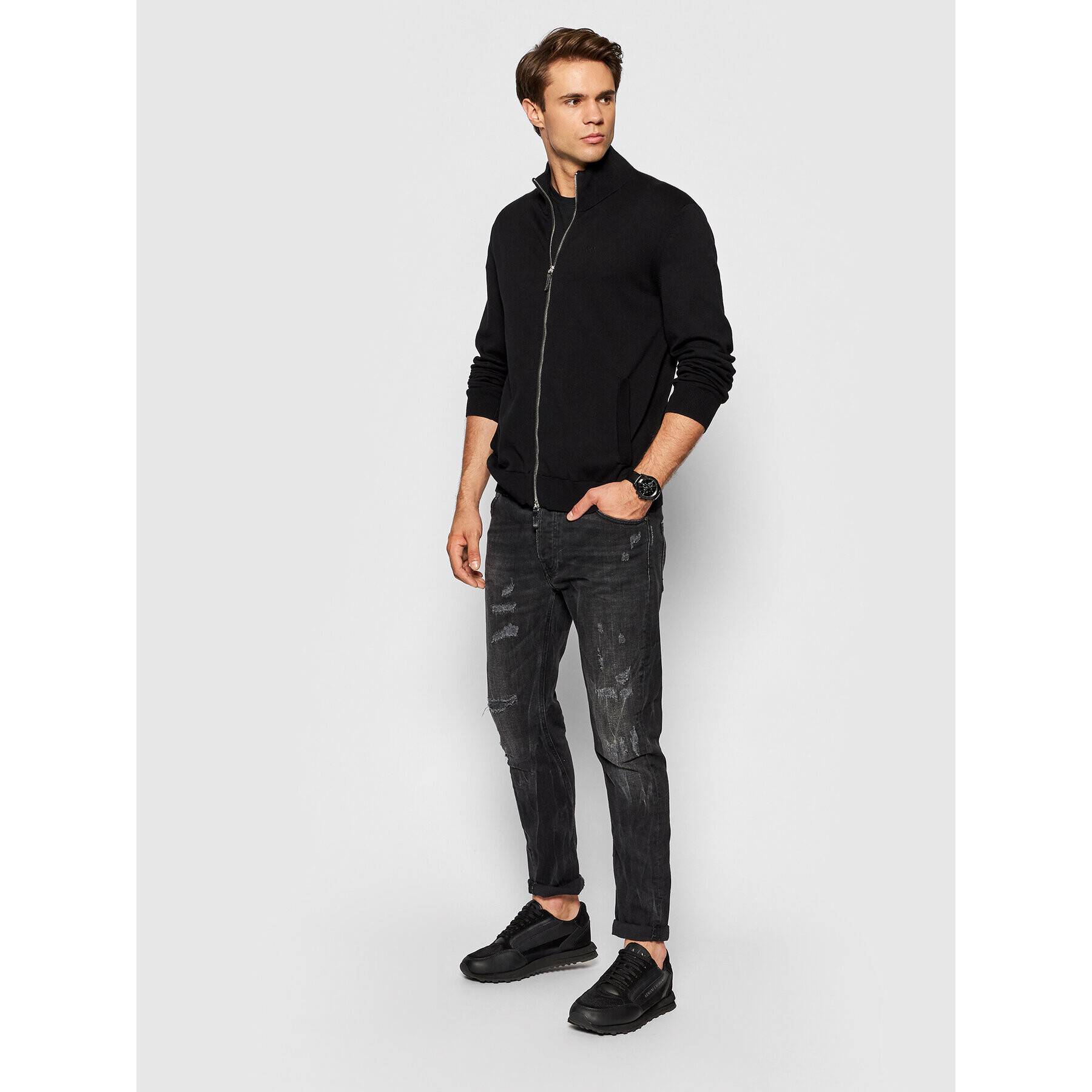 Armani Exchange Pletena jopica 8NZE4D ZM8CZ 1200 Črna Regular Fit - Pepit.si