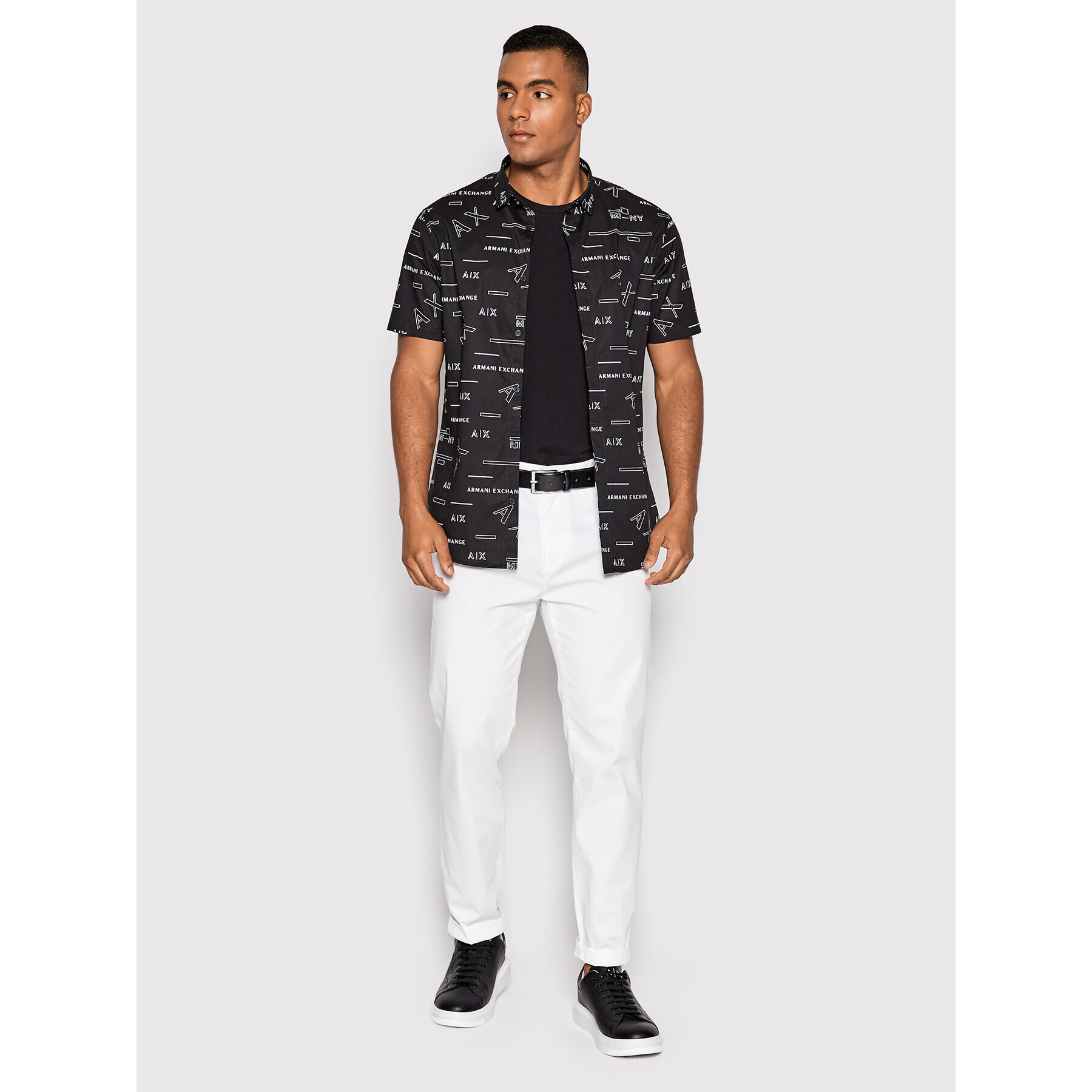 Armani Exchange Srajca 6LZC04 ZNEAZ 22AP Črna Slim Fit - Pepit.si