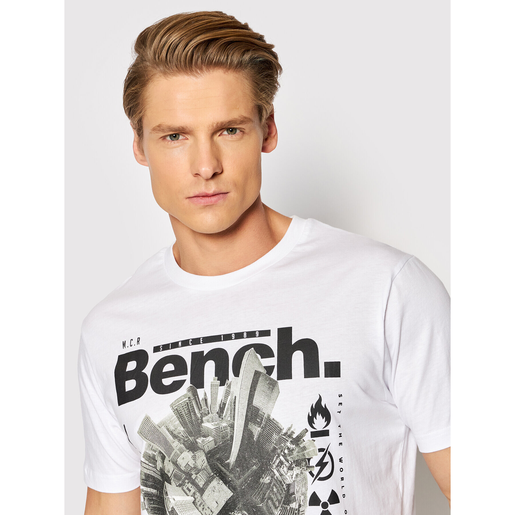 Bench Majica Fontaine 117992 Bela Regular Fit - Pepit.si