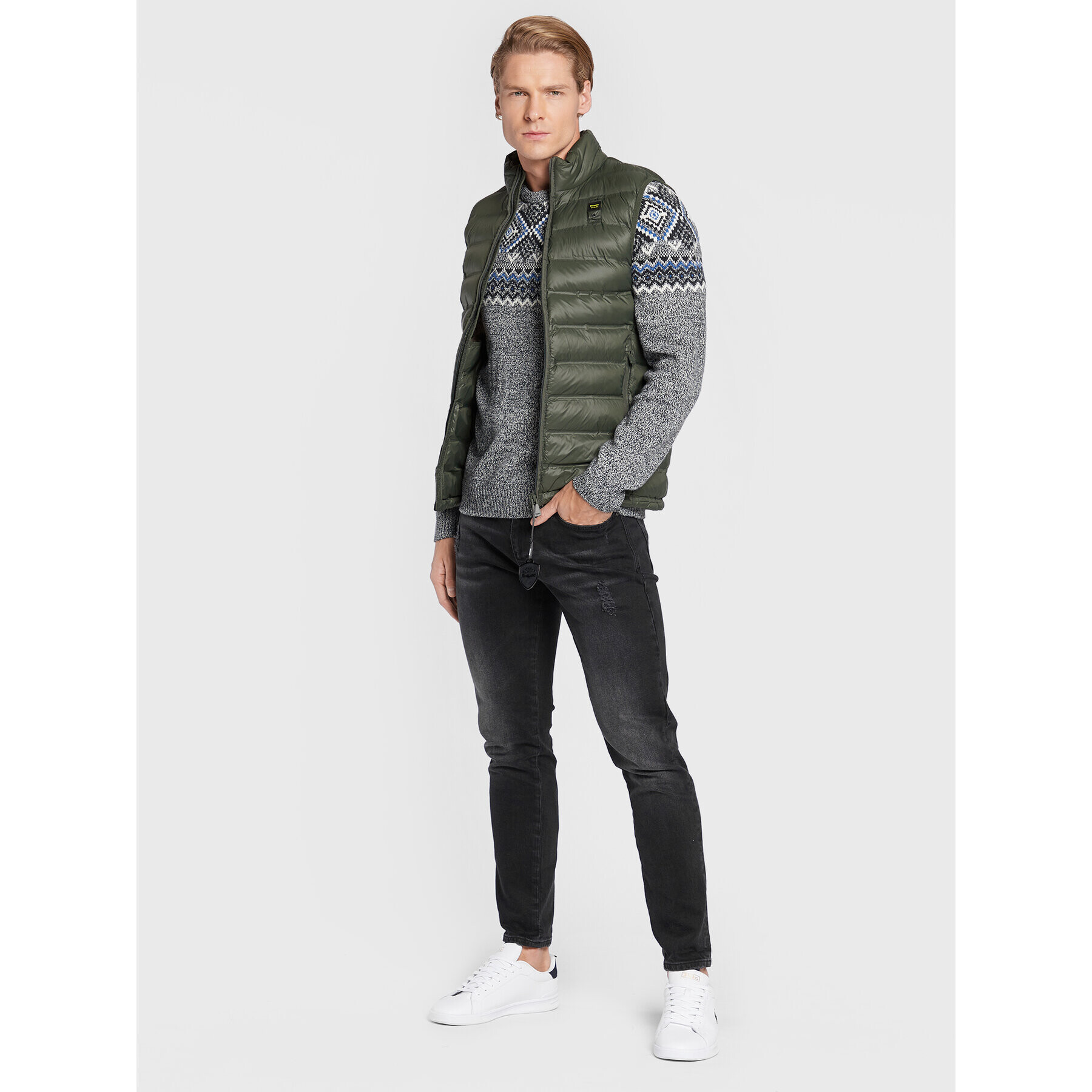 Blauer Telovnik Logan BLUX02003 006100 Zelena Regular Fit - Pepit.si