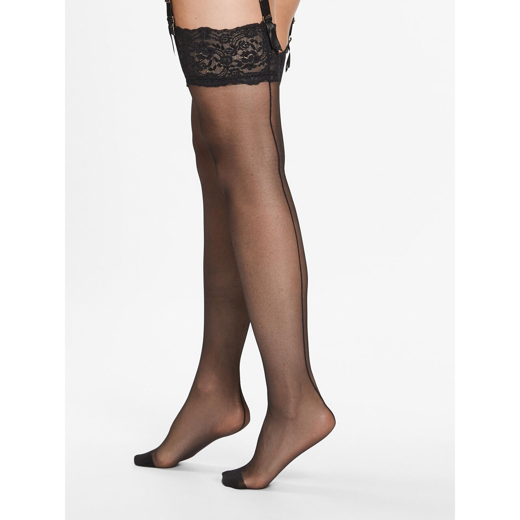 Bluebella Samostoječe nogavice Hold Ups 41458-BK Črna - Pepit.si