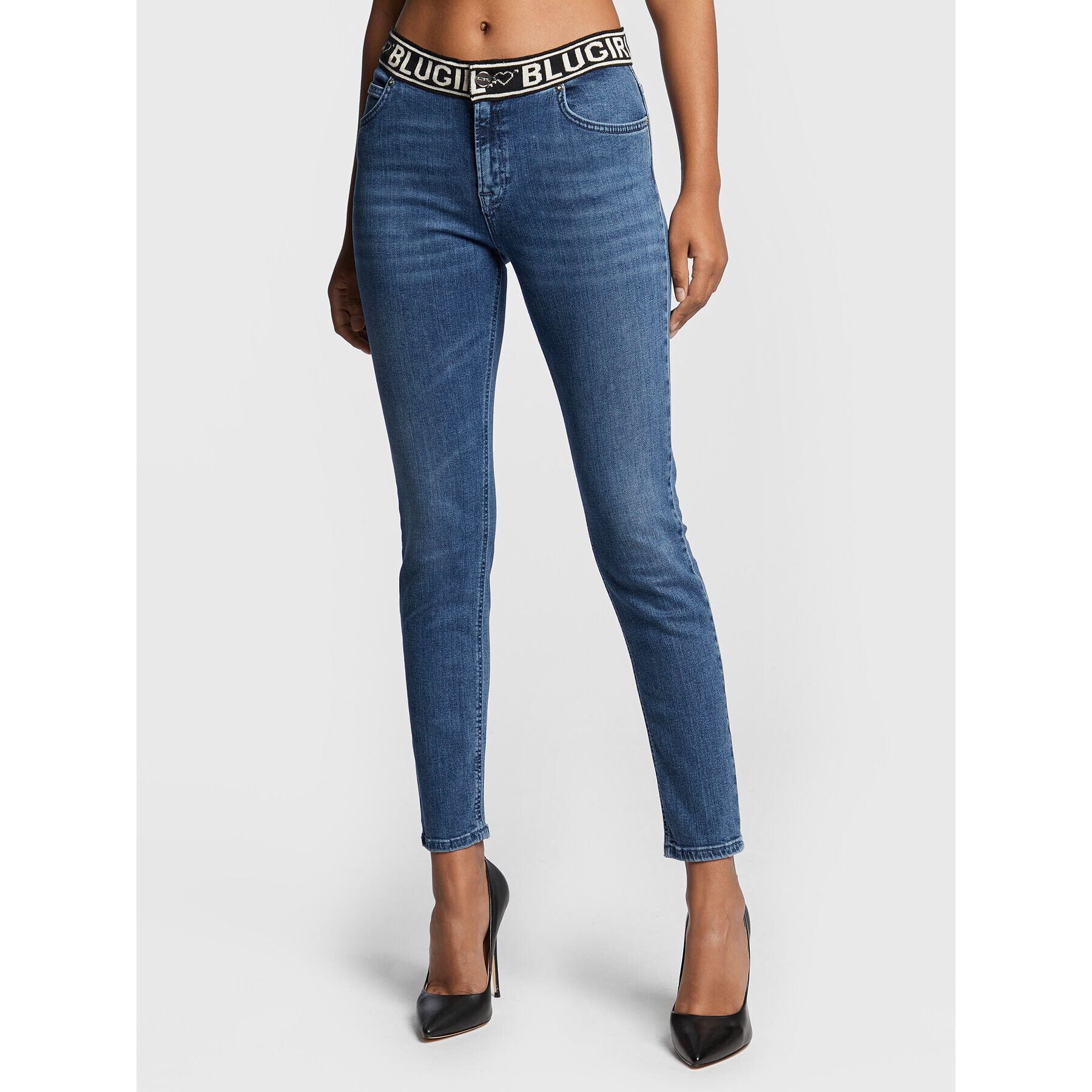 Blugirl Blumarine Jeans hlače RF2092-D4418 Modra Skinny Fit - Pepit.si