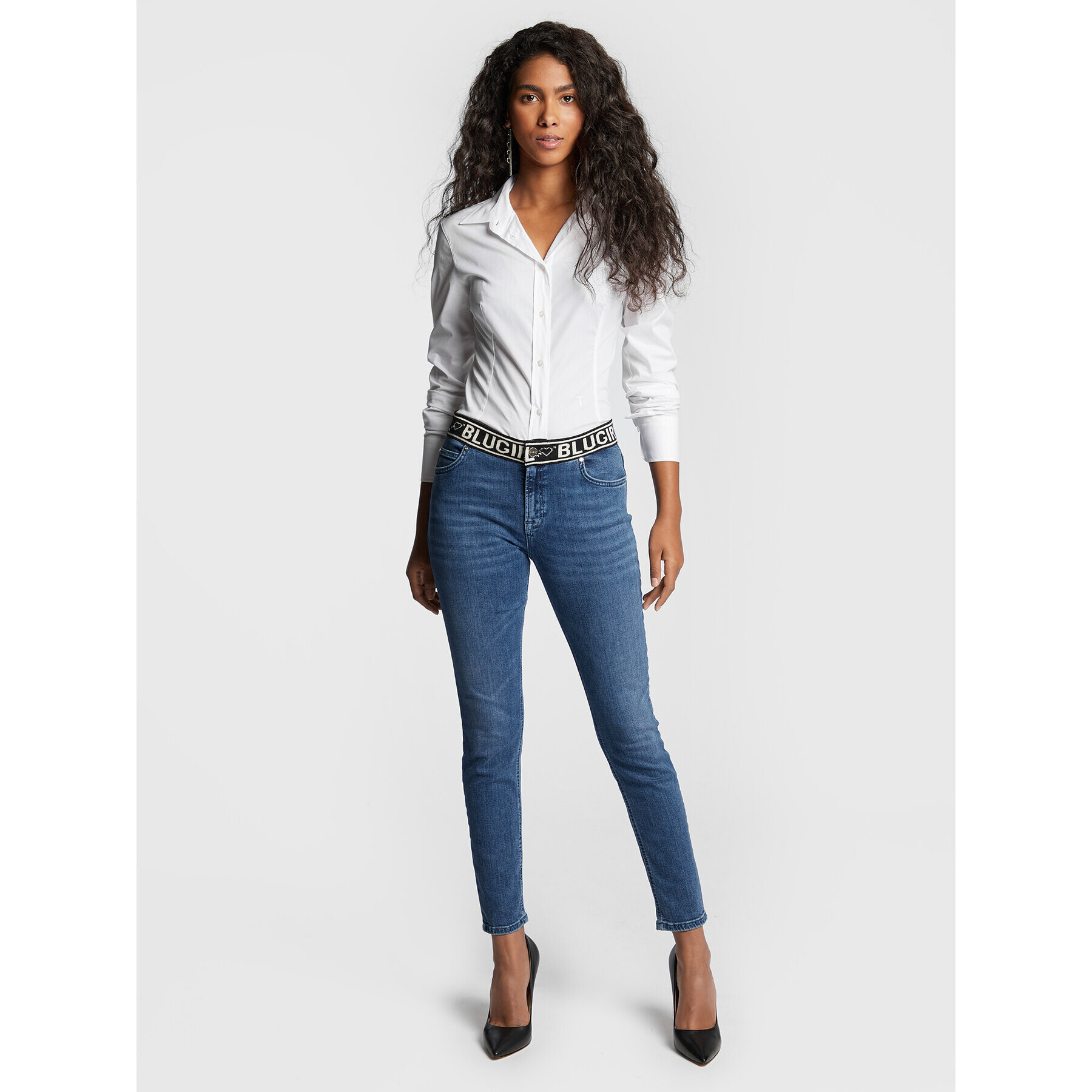 Blugirl Blumarine Jeans hlače RF2092-D4418 Modra Skinny Fit - Pepit.si