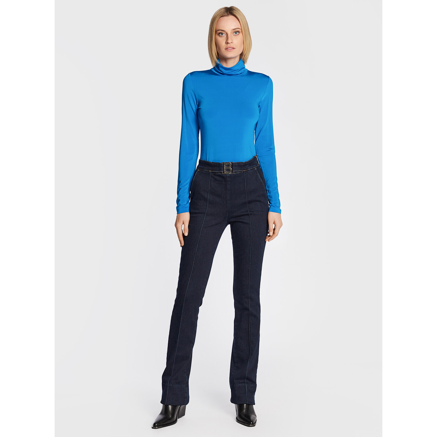 Blugirl Blumarine Jeans hlače RF2101-D4448 Mornarsko modra Flare Fit - Pepit.si