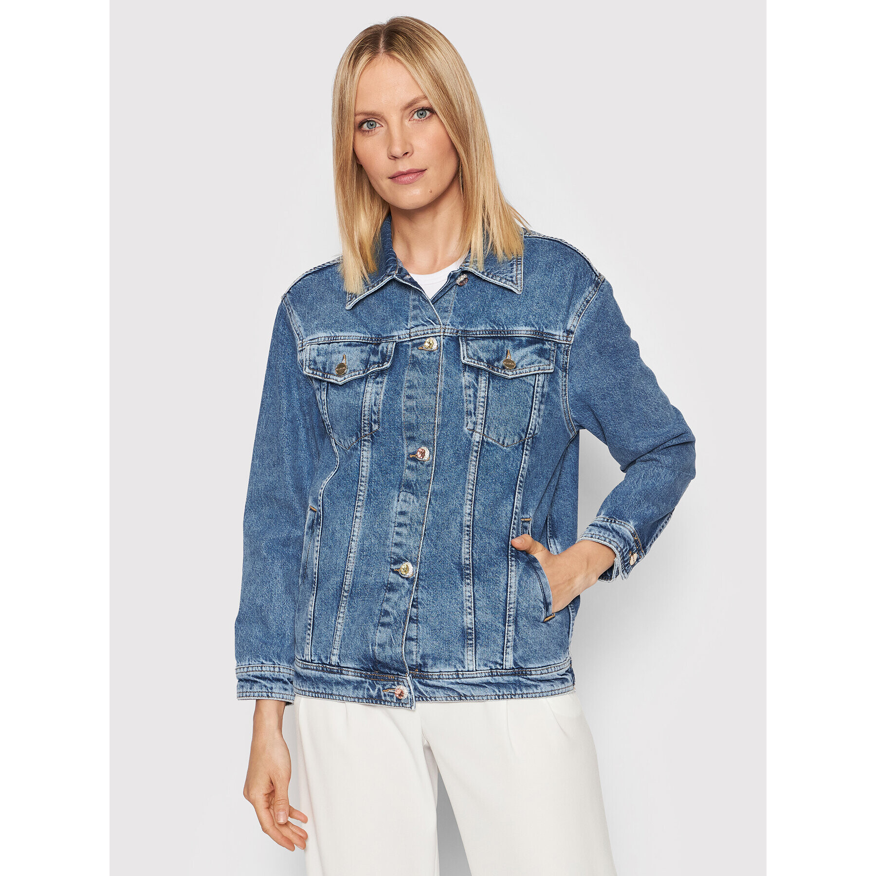 Blugirl Blumarine Jeans jakna RA2208-D4732 Modra Regular Fit - Pepit.si