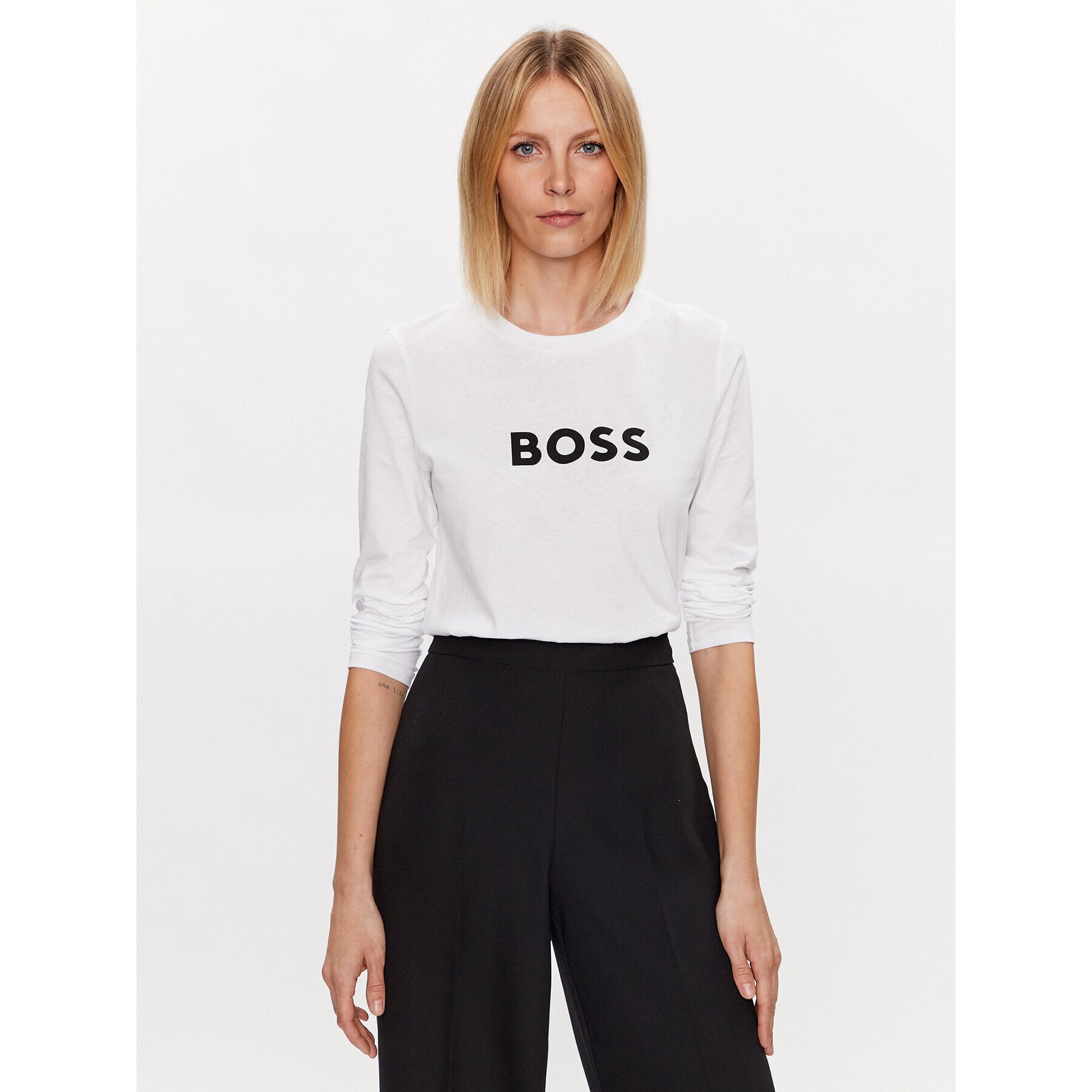 Boss Bluza Logo 50489592 Bela Regular Fit - Pepit.si