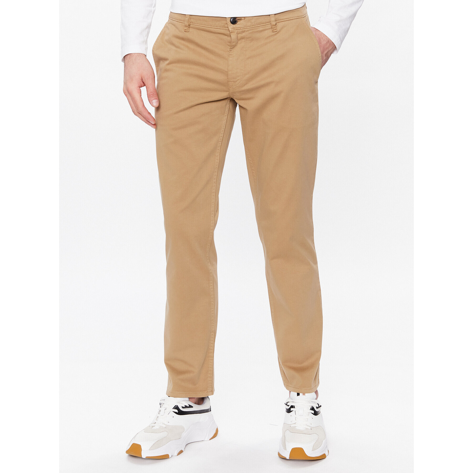 Boss Hlače iz tkanine 50470813 Bež Slim Fit - Pepit.si