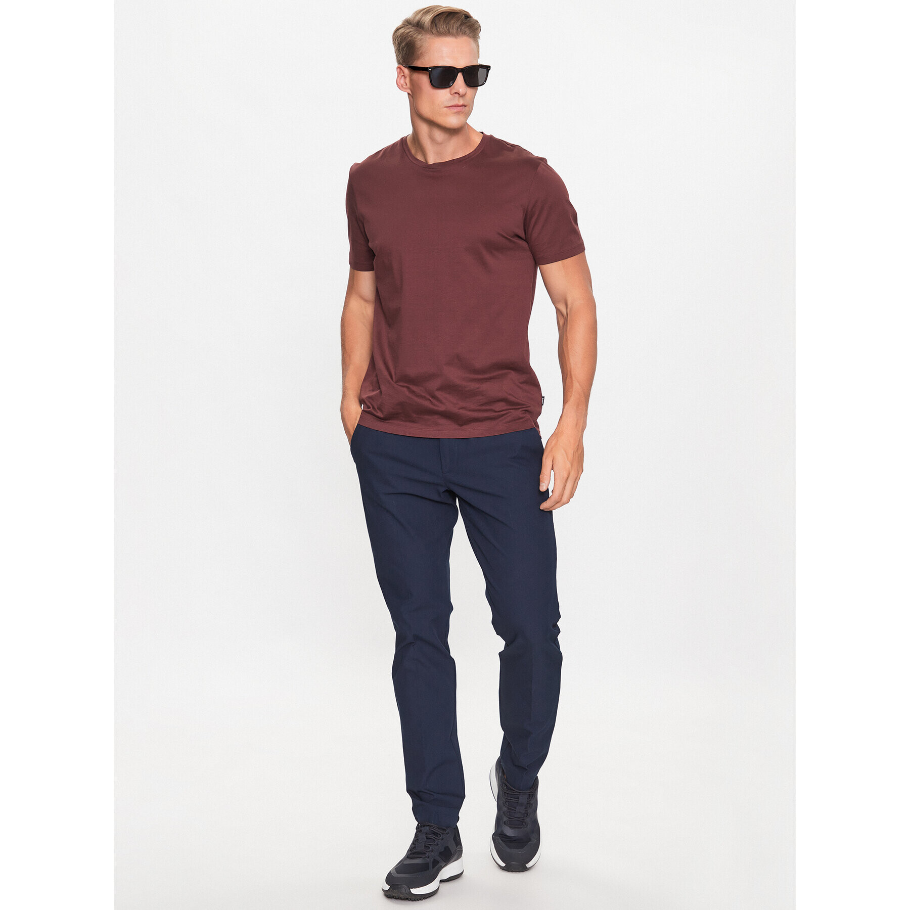 Boss Hlače iz tkanine 50478294 Modra Slim Fit - Pepit.si