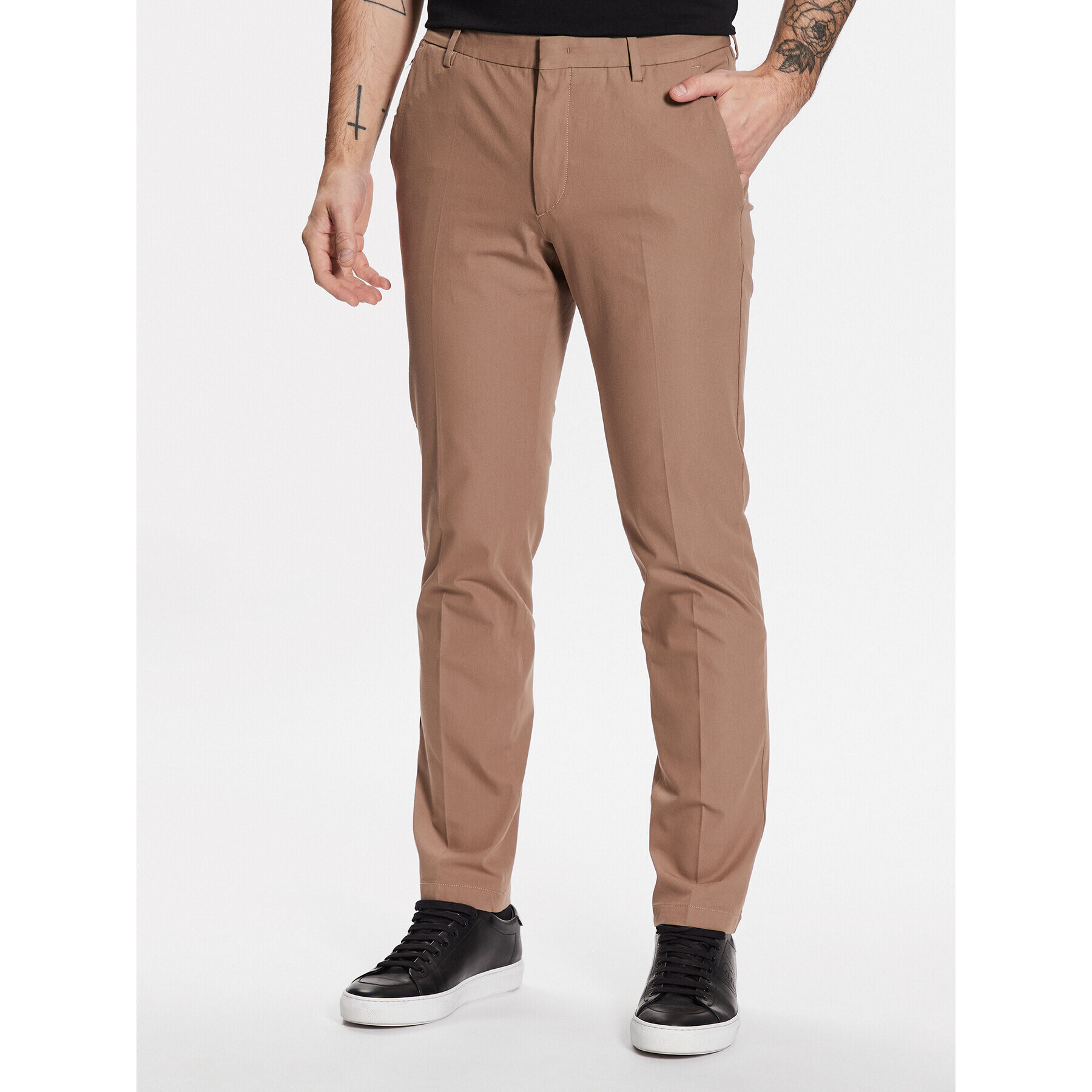 Boss Hlače iz tkanine Kaito1_T 50487754 Bež Slim Fit - Pepit.si