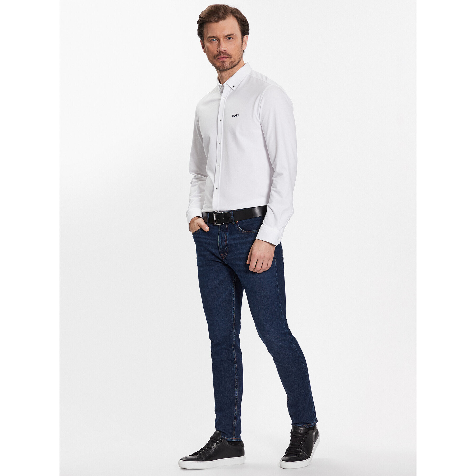 Boss Jeans hlače 50484229 Modra Slim Fit - Pepit.si