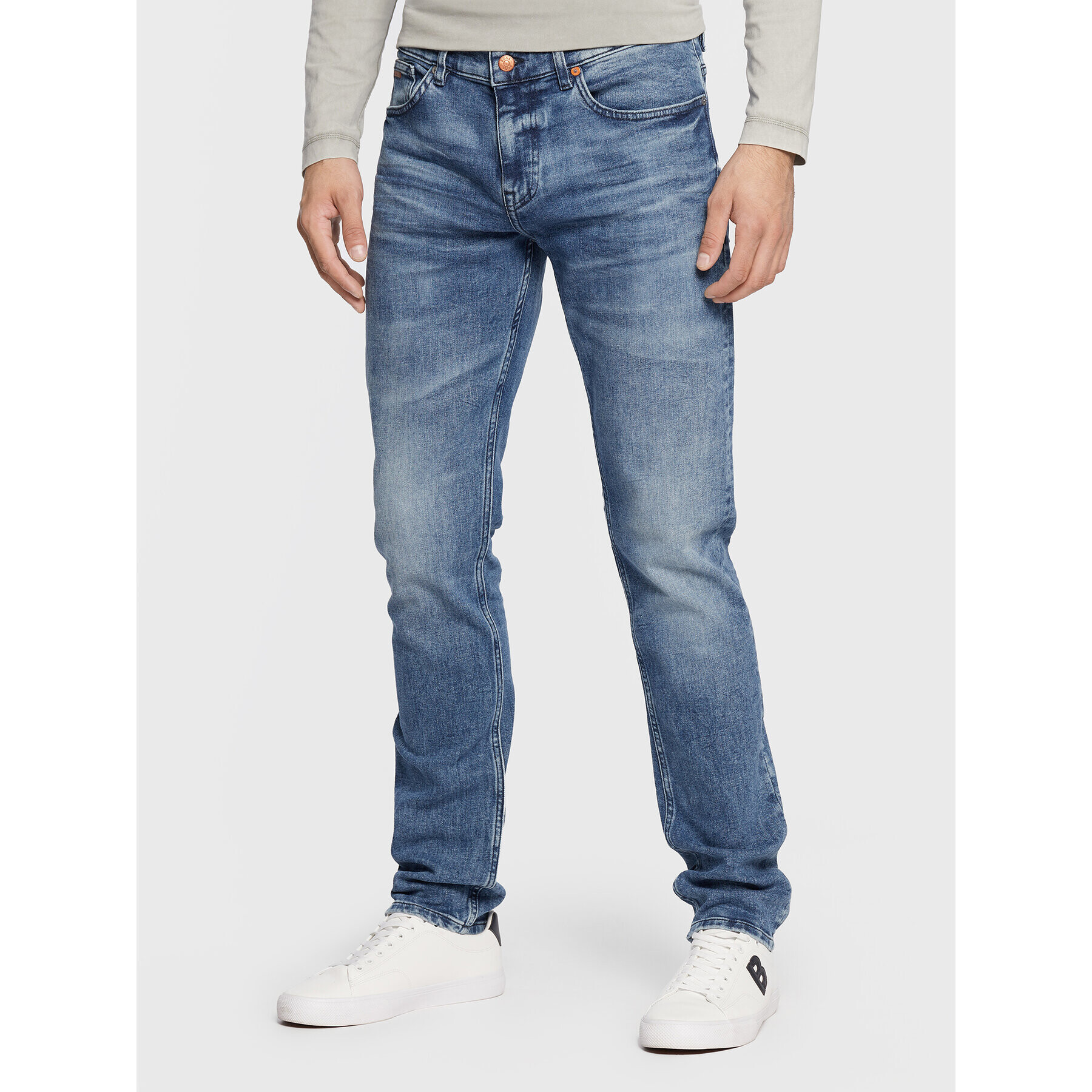 Boss Jeans hlače Delaware 50477927 Modra Slim Fit - Pepit.si