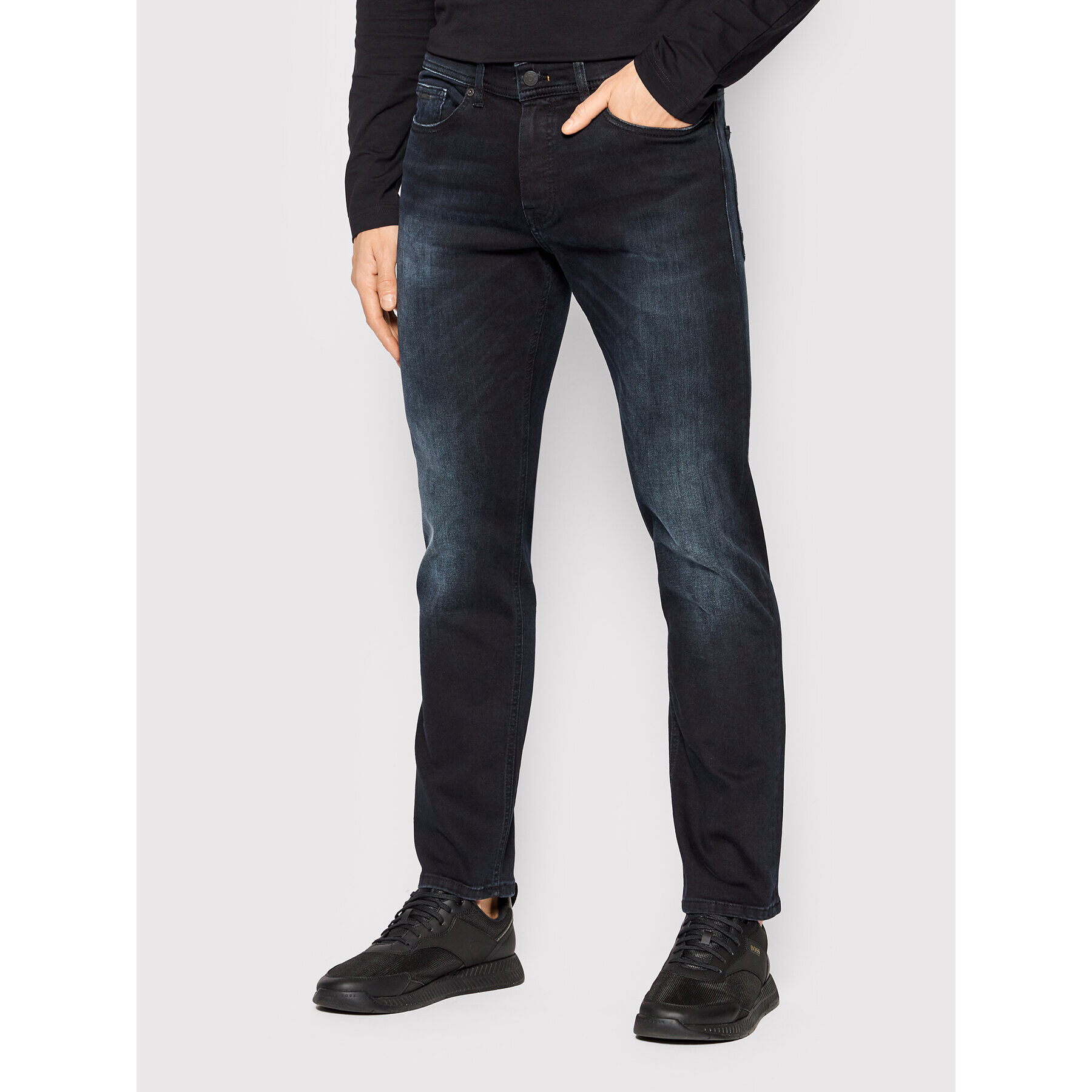 Boss Jeans hlače Delaware Bc-L-P High 50463411 Mornarsko modra Slim Fit - Pepit.si