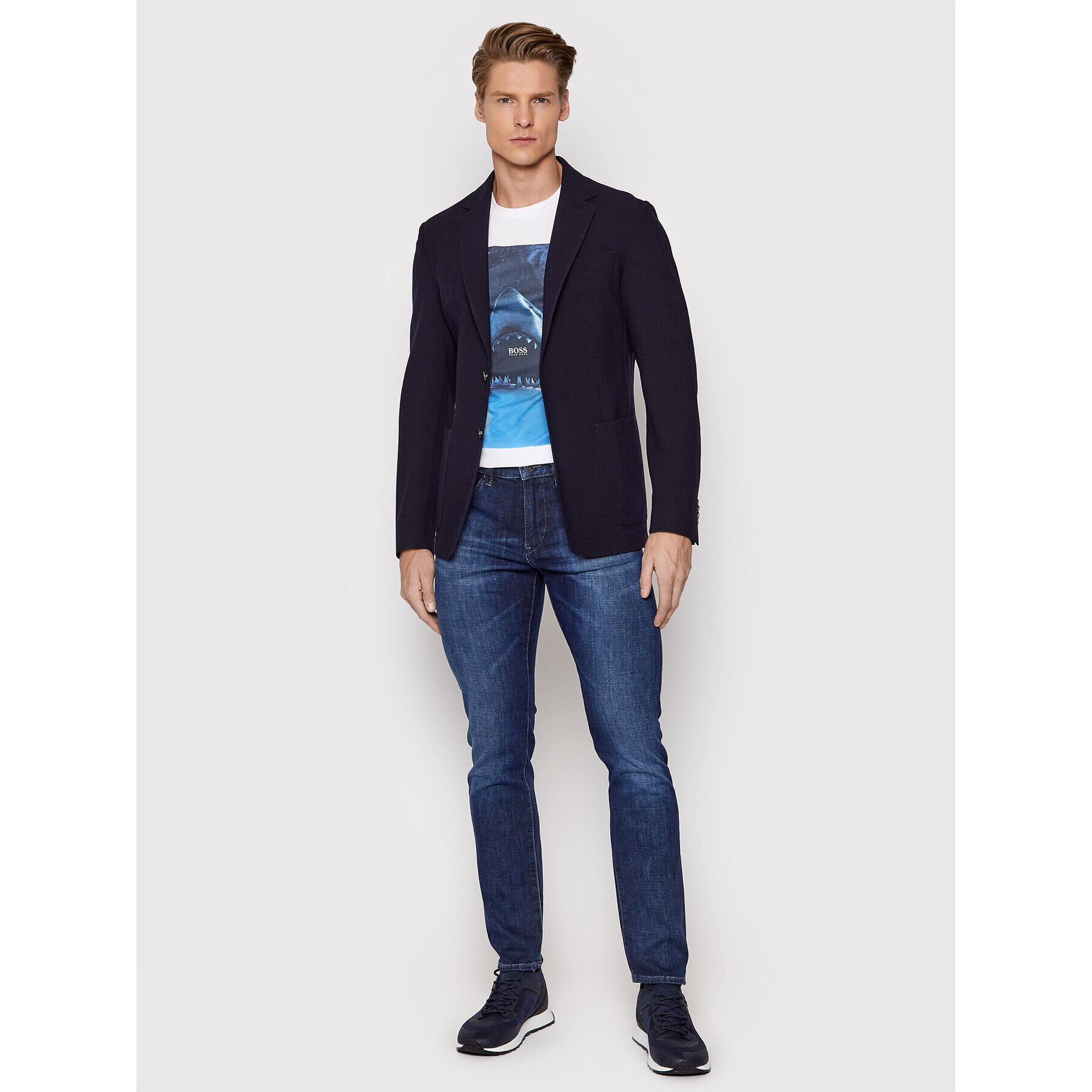 Boss Jeans hlače Delaware3-1 50458152 Mornarsko modra Slim Fit - Pepit.si