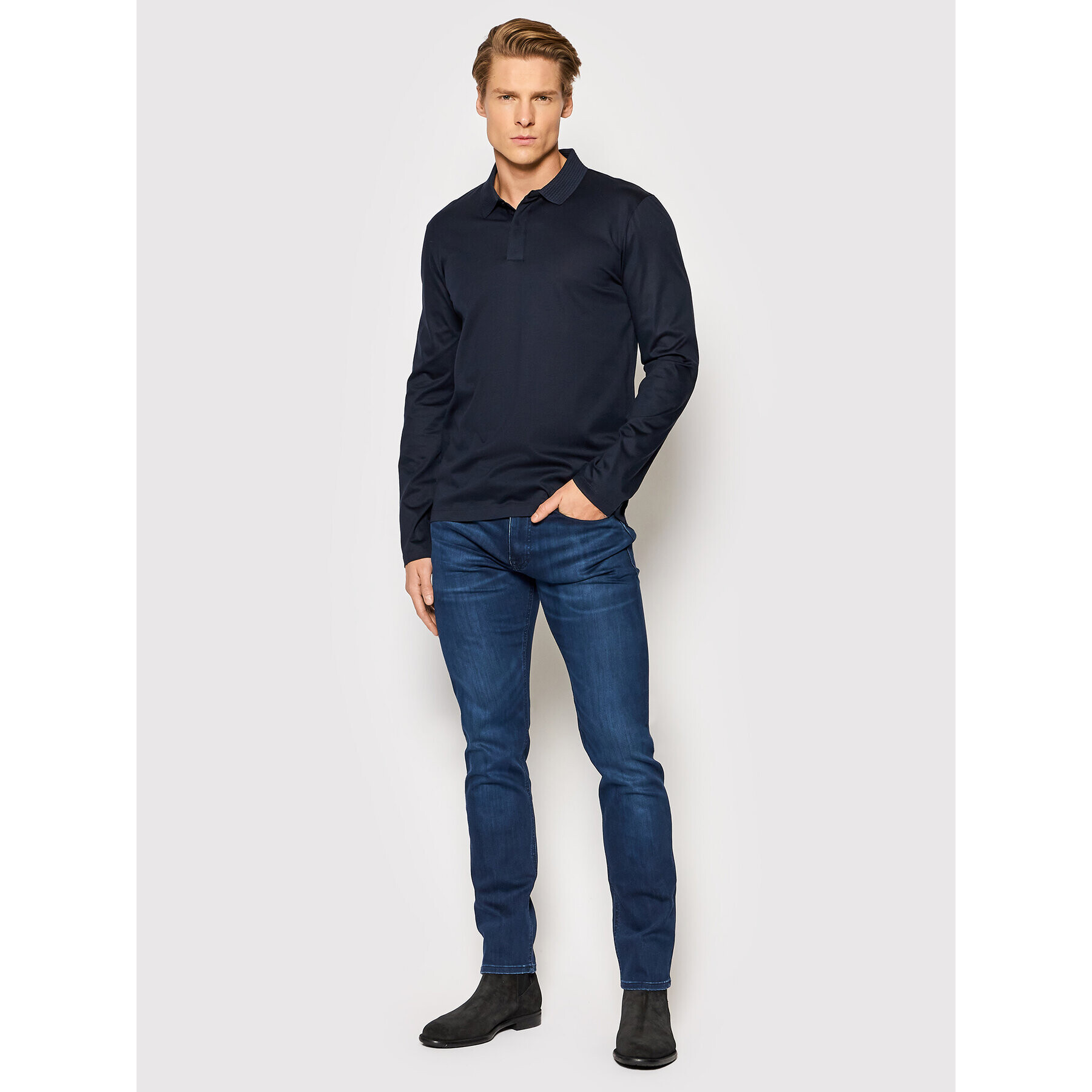 Boss Jeans hlače Delaware3 50463095 Mornarsko modra Slim Fit - Pepit.si