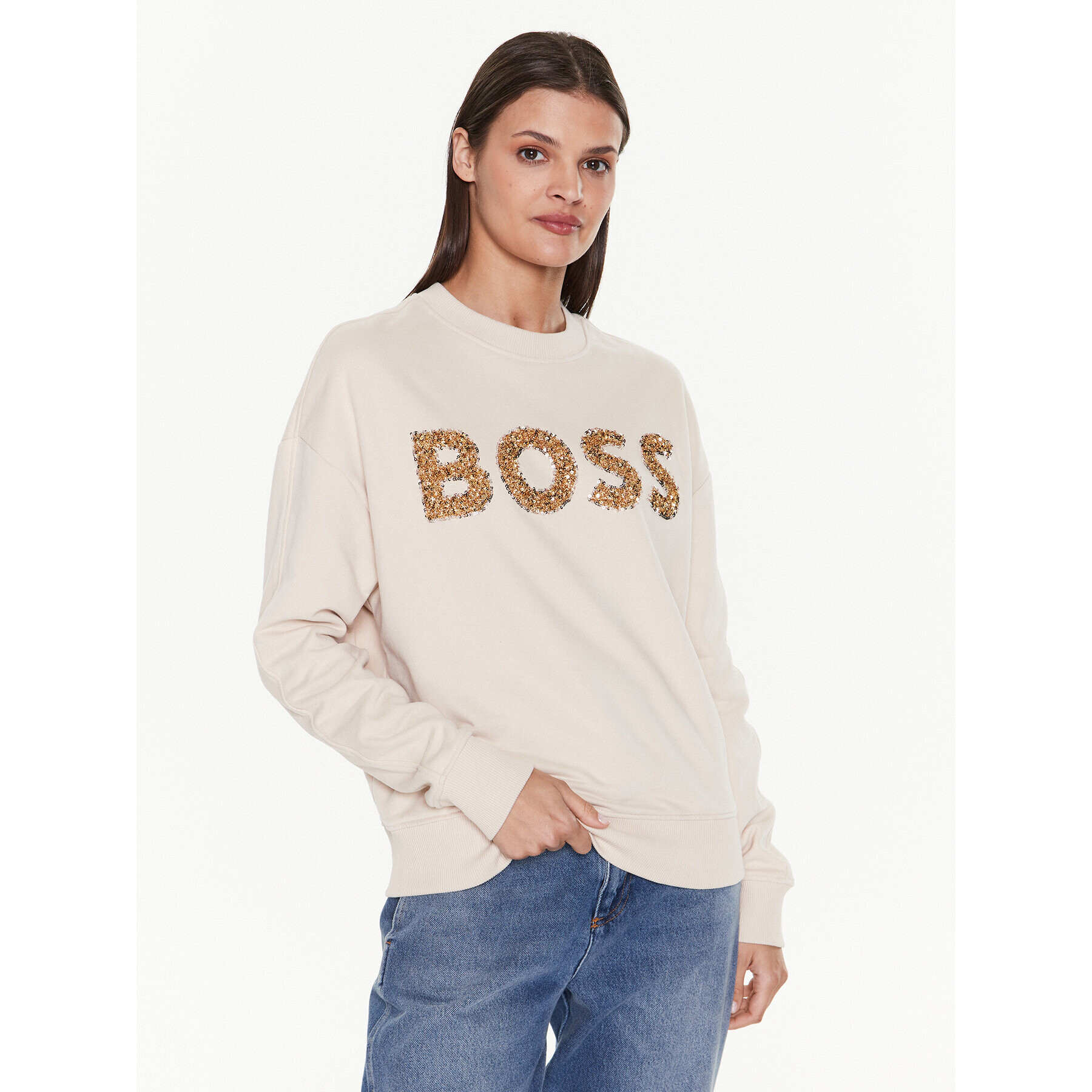 Boss Jopa Ecaisa_Logo 50484443 Bež Oversize - Pepit.si