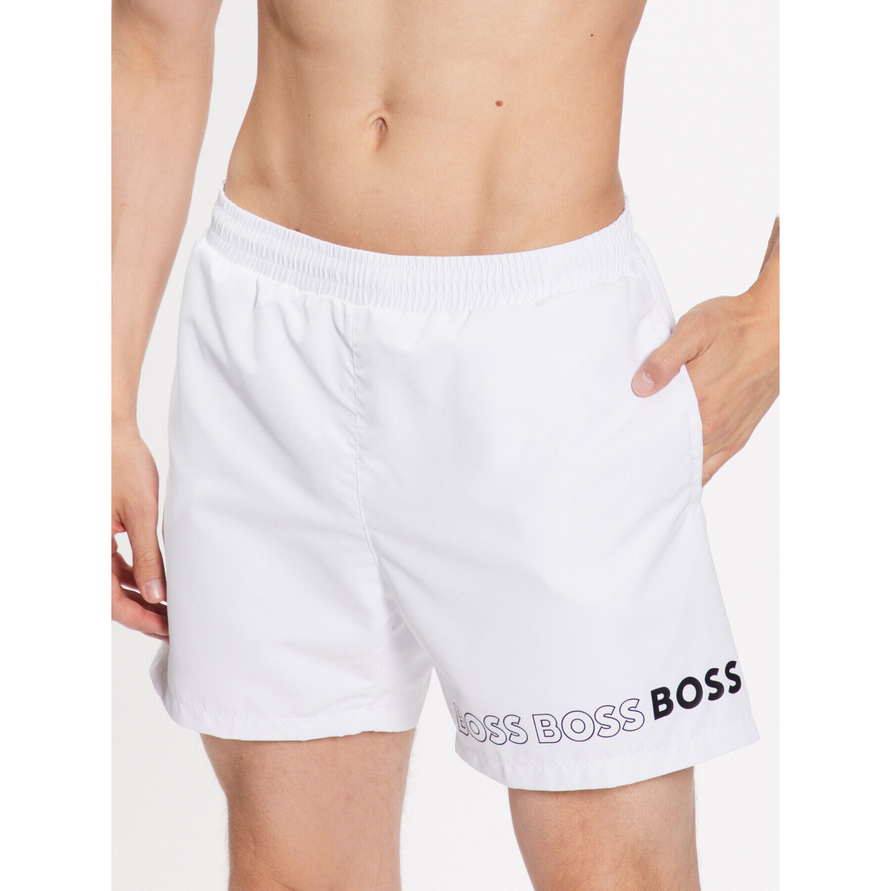 Boss Kopalne hlače 50469300 Bela Regular Fit - Pepit.si