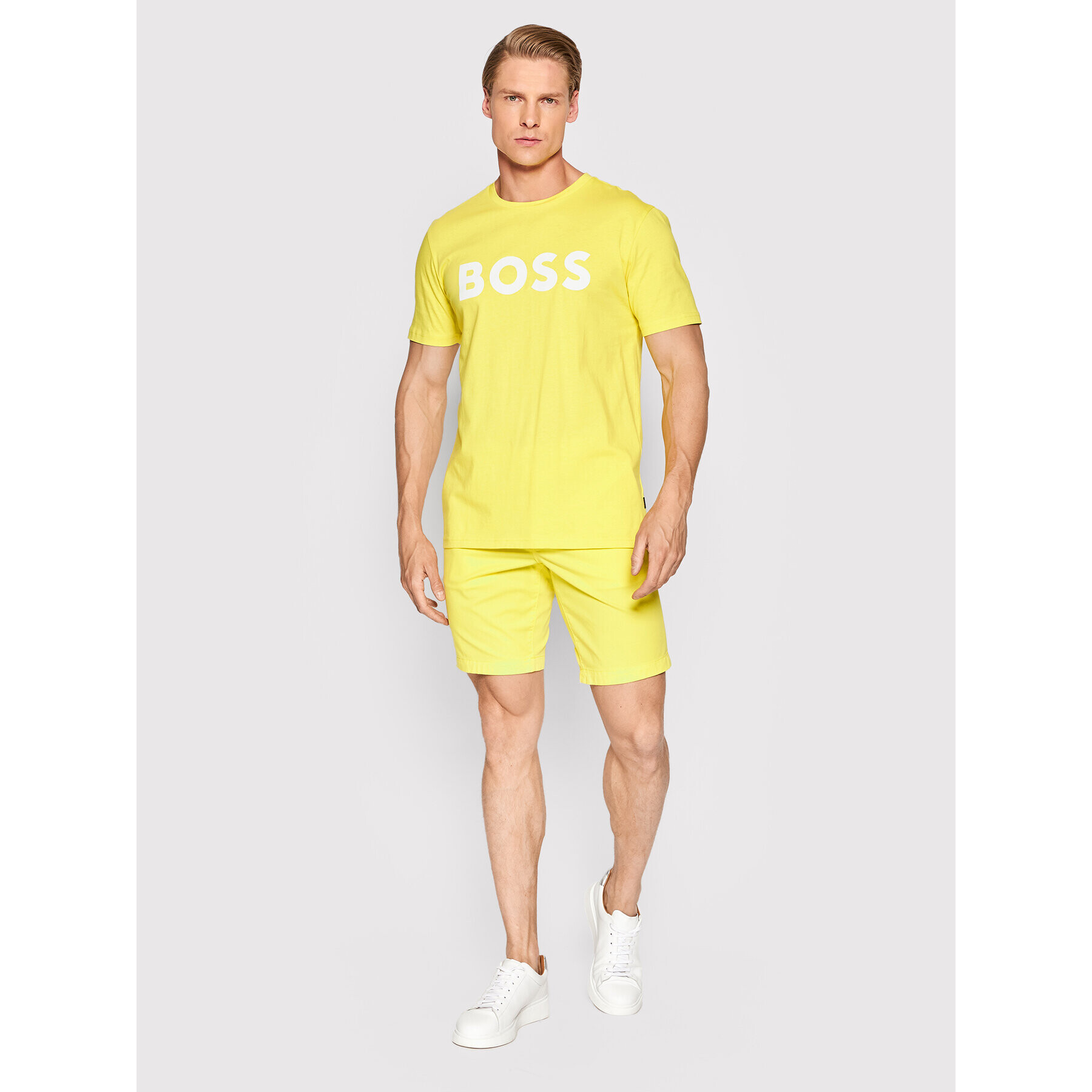 Boss Kratke hlače iz tkanine Schino 50467083 Rumena Slim Fit - Pepit.si