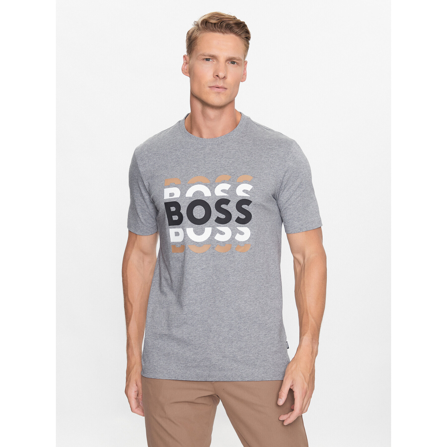 Boss Majica 50495735 Siva Regular Fit - Pepit.si