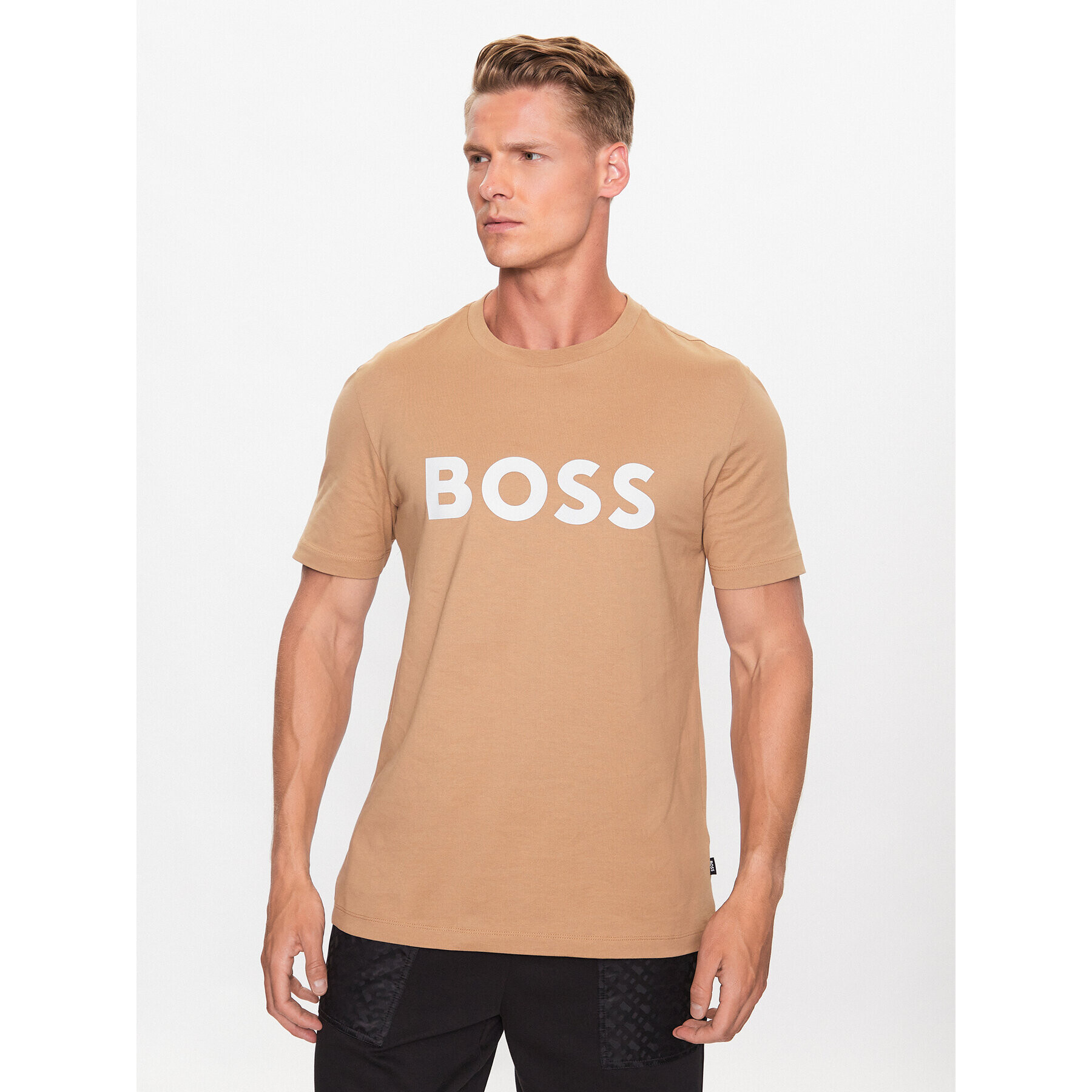 Boss Majica 50495742 Bež Regular Fit - Pepit.si