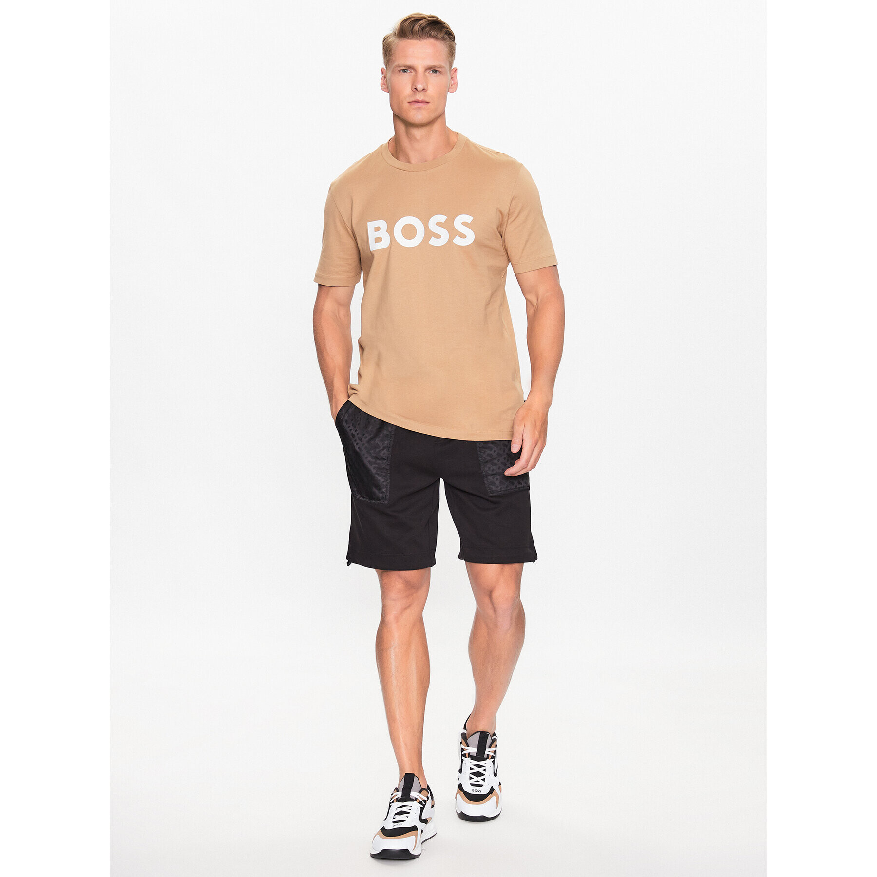 Boss Majica 50495742 Bež Regular Fit - Pepit.si