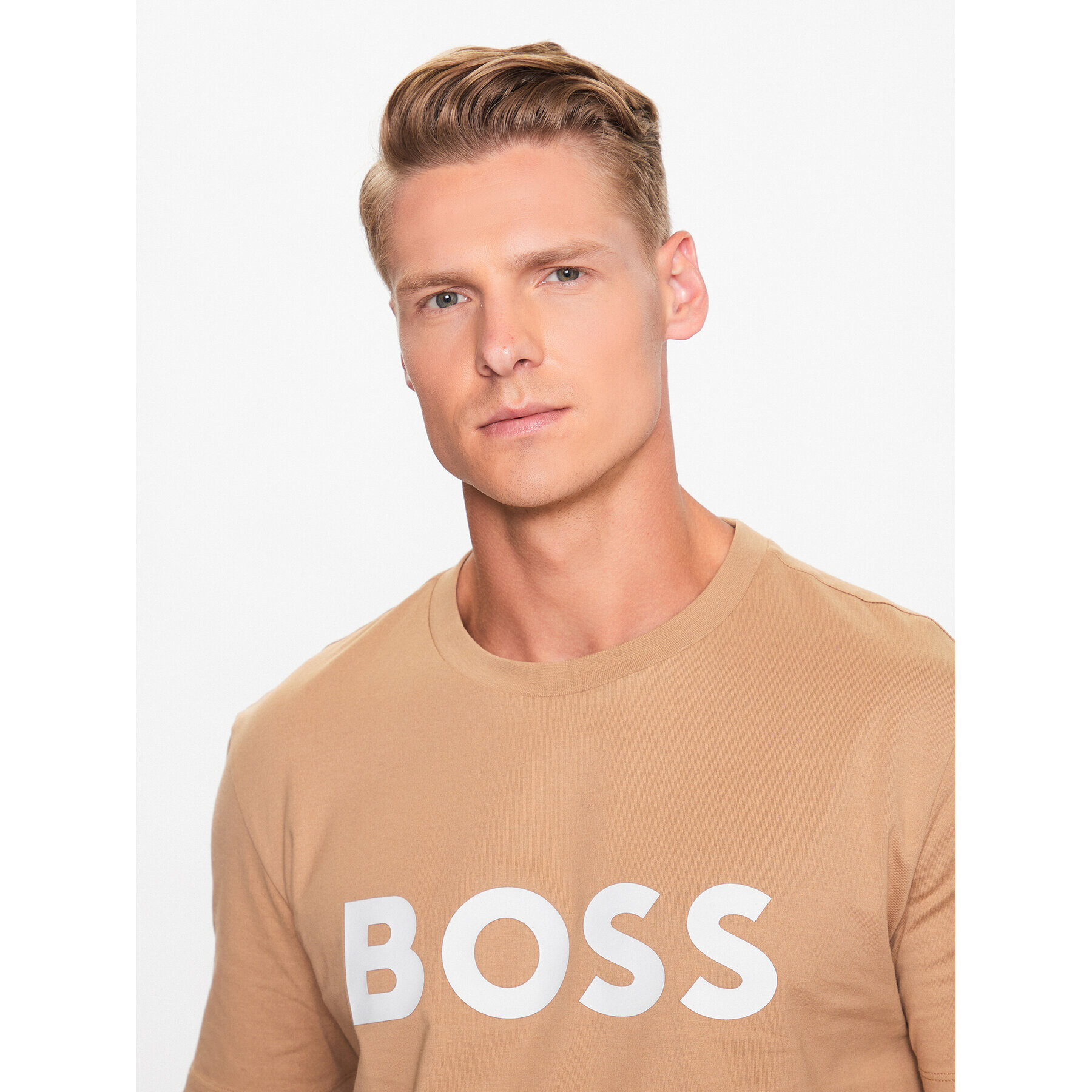 Boss Majica 50495742 Bež Regular Fit - Pepit.si