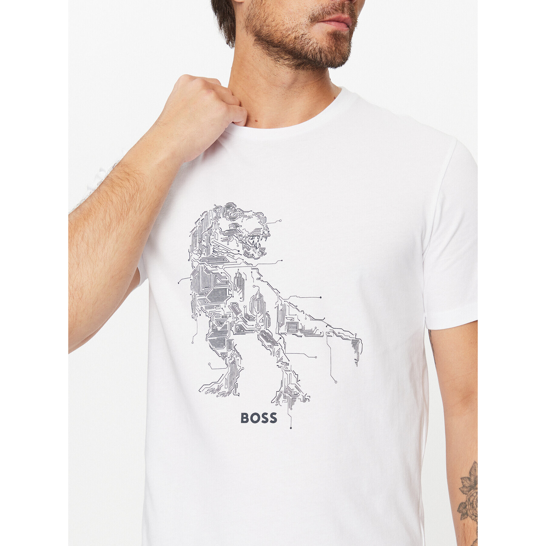 Boss Majica Terassic 50510376 Bela Regular Fit - Pepit.si