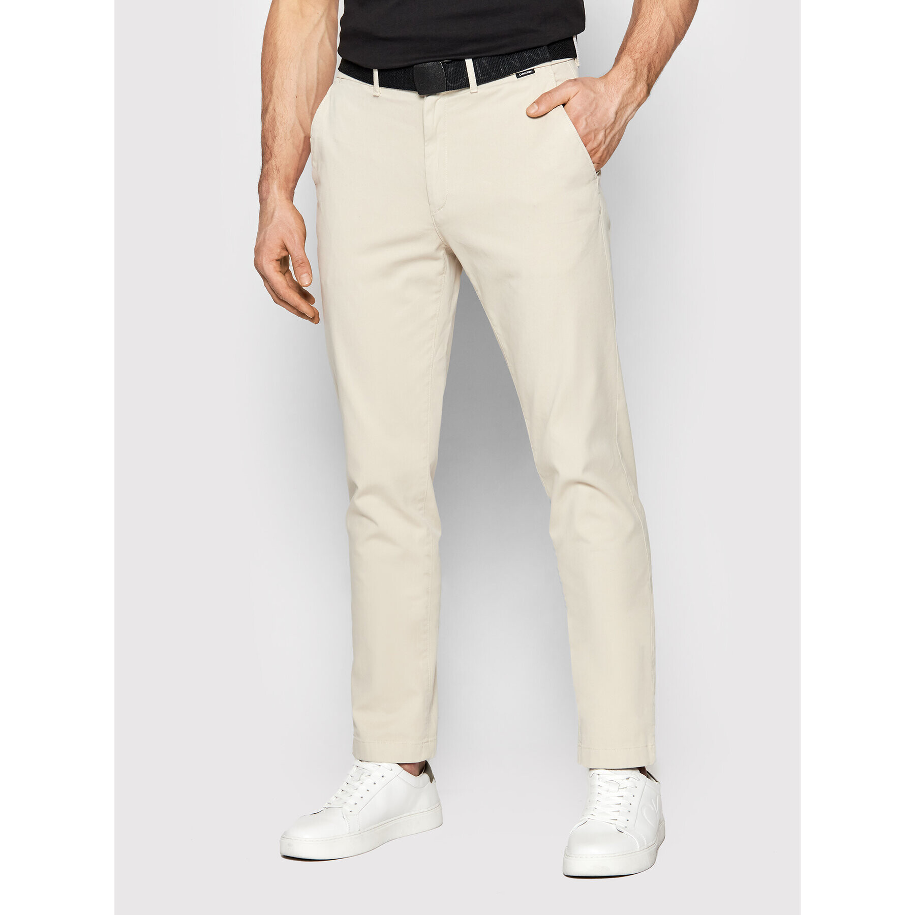 Calvin Klein Chino hlače Garment Dye K10K109456 Bež Slim Fit - Pepit.si