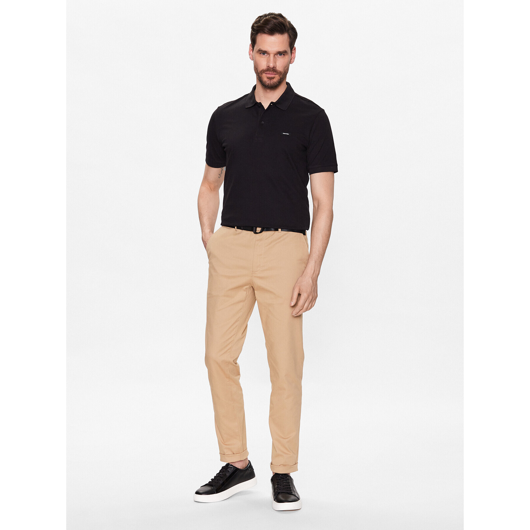 Calvin Klein Chino hlače Modern Twill K10K110979 Bež Slim Fit - Pepit.si