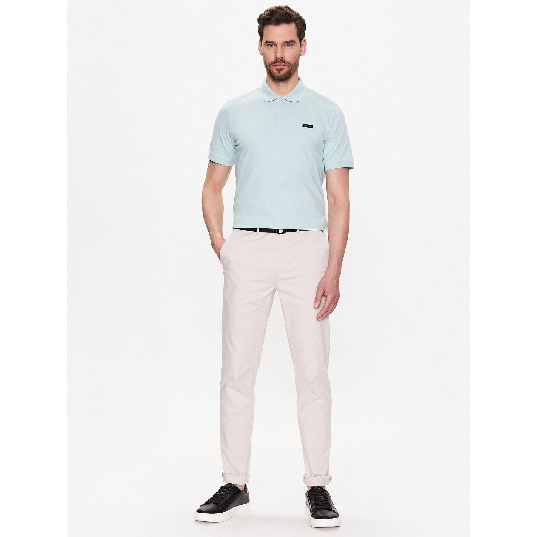 Calvin Klein Chino hlače Modern Twill K10K110979 Bež Slim Fit - Pepit.si