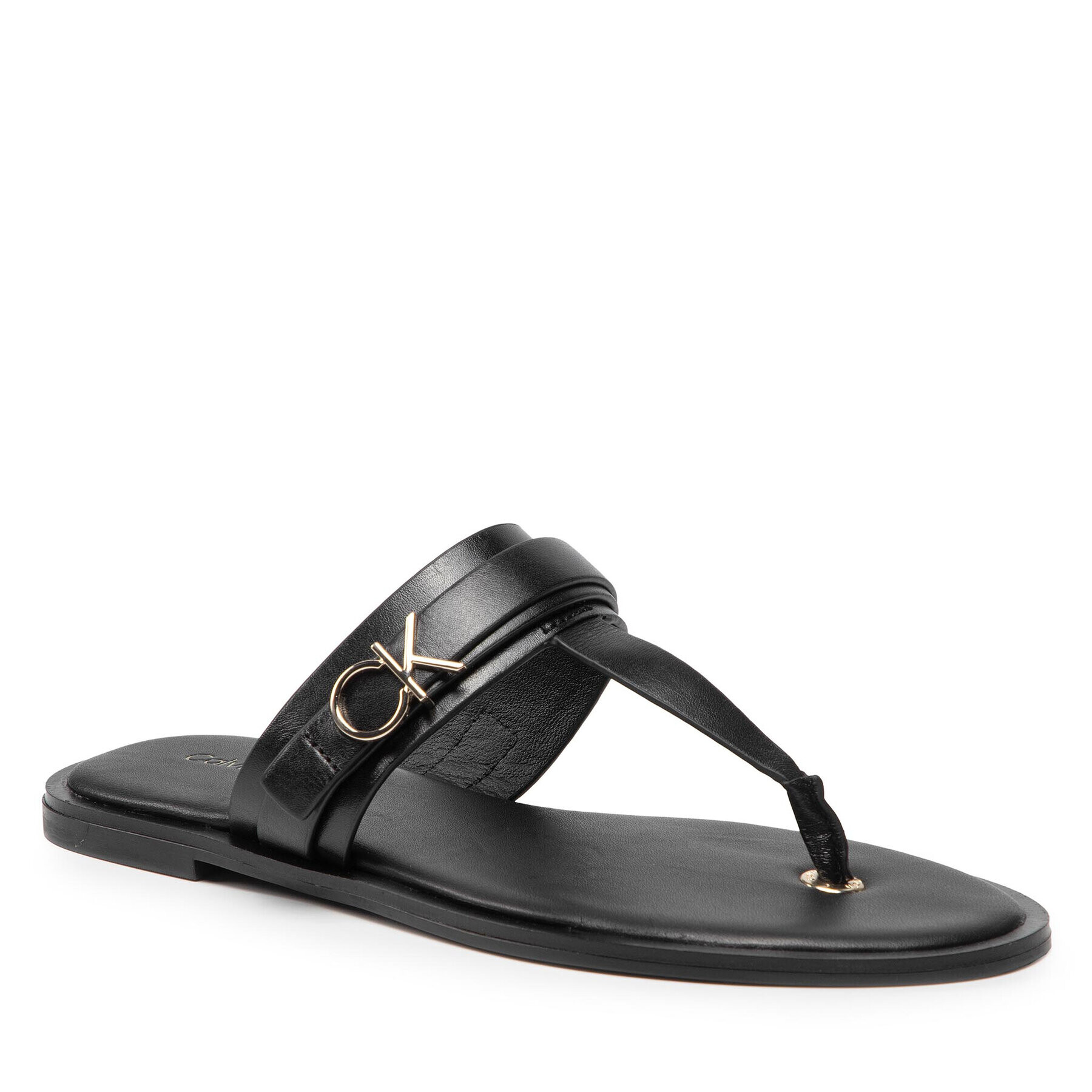 Calvin Klein Japonke Almond Flat Tp Slide W/Hdw HW0HW00829 Črna - Pepit.si