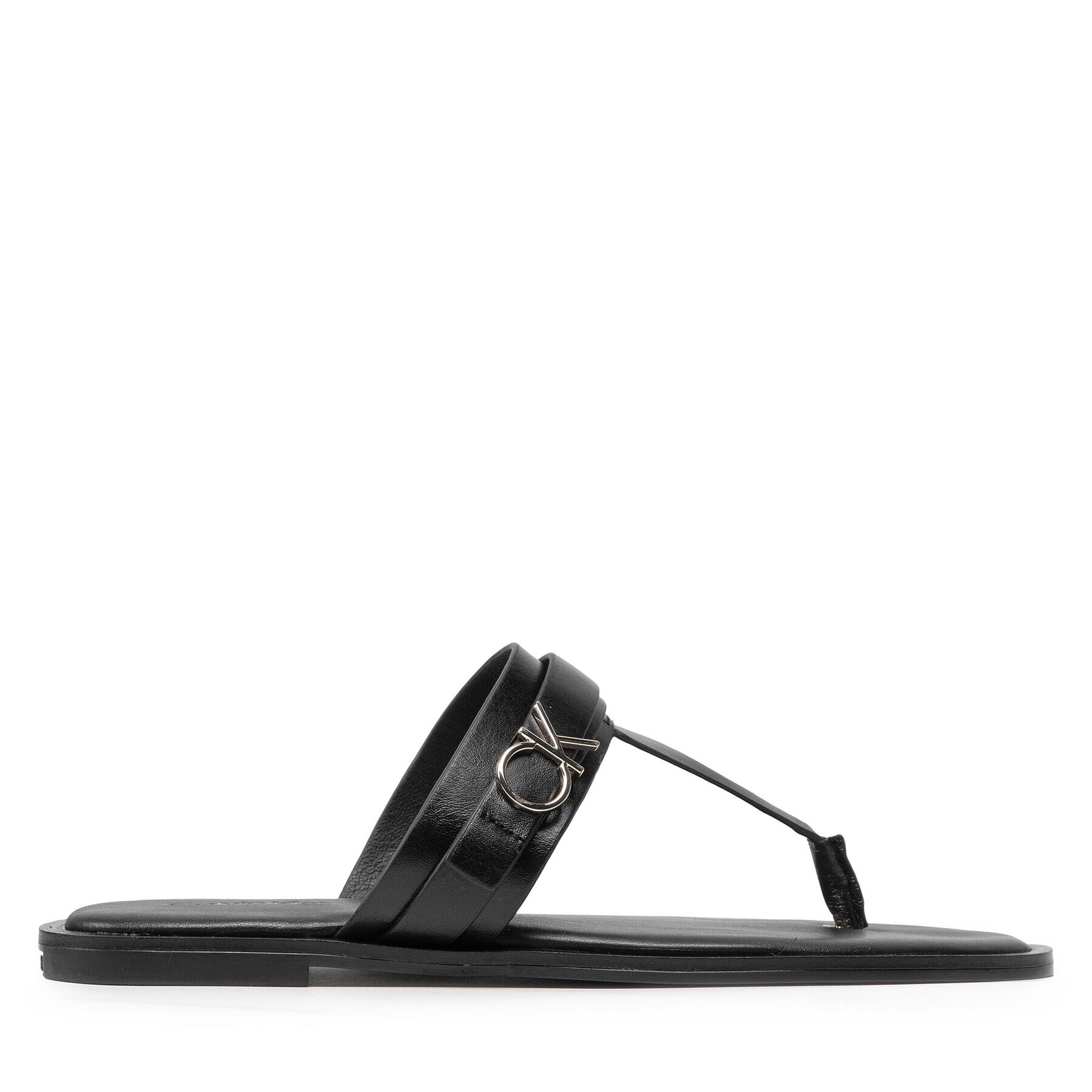 Calvin Klein Japonke Almond Flat Tp Slide W/Hdw HW0HW00829 Črna - Pepit.si