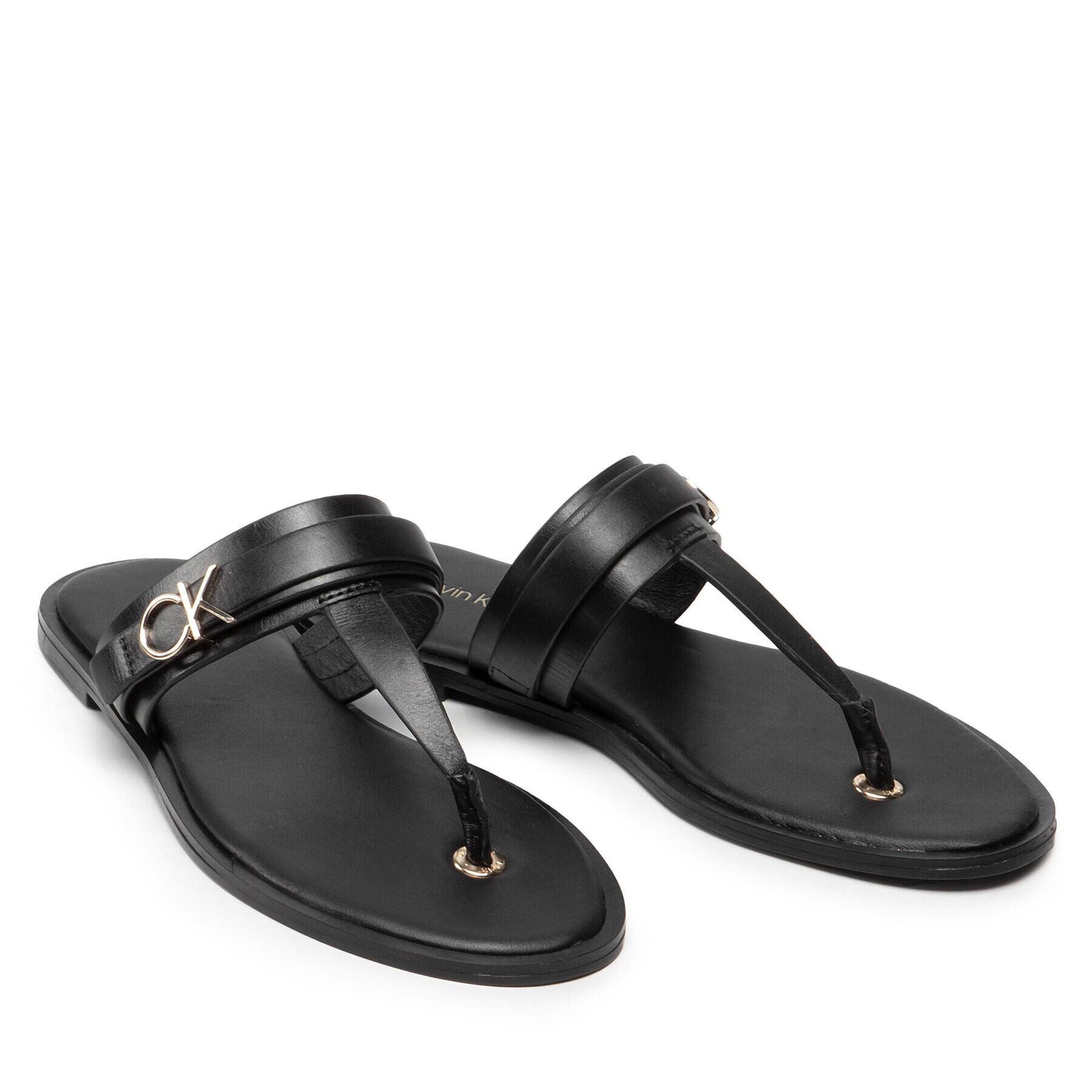 Calvin Klein Japonke Almond Flat Tp Slide W/Hdw HW0HW00829 Črna - Pepit.si