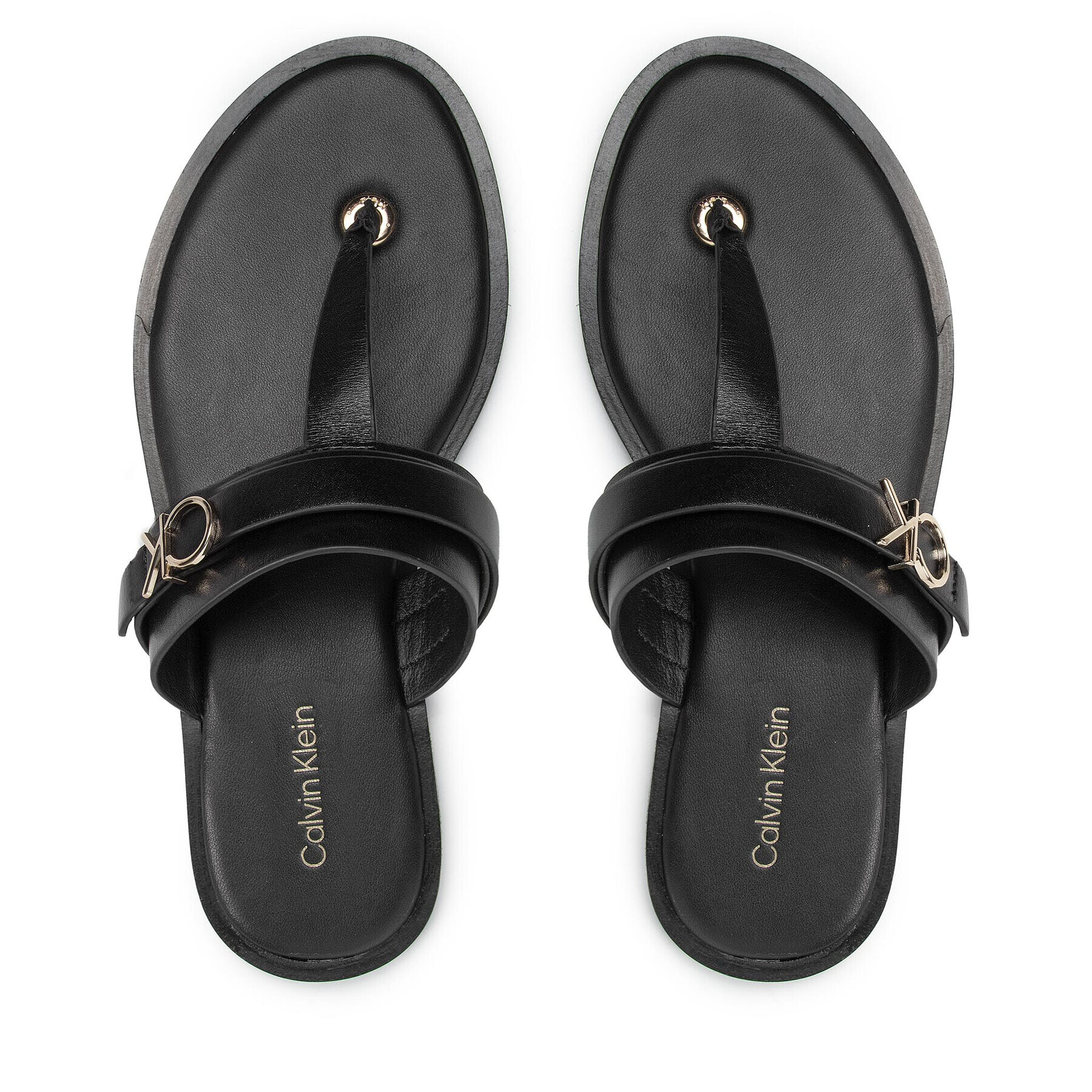 Calvin Klein Japonke Almond Flat Tp Slide W/Hdw HW0HW00829 Črna - Pepit.si