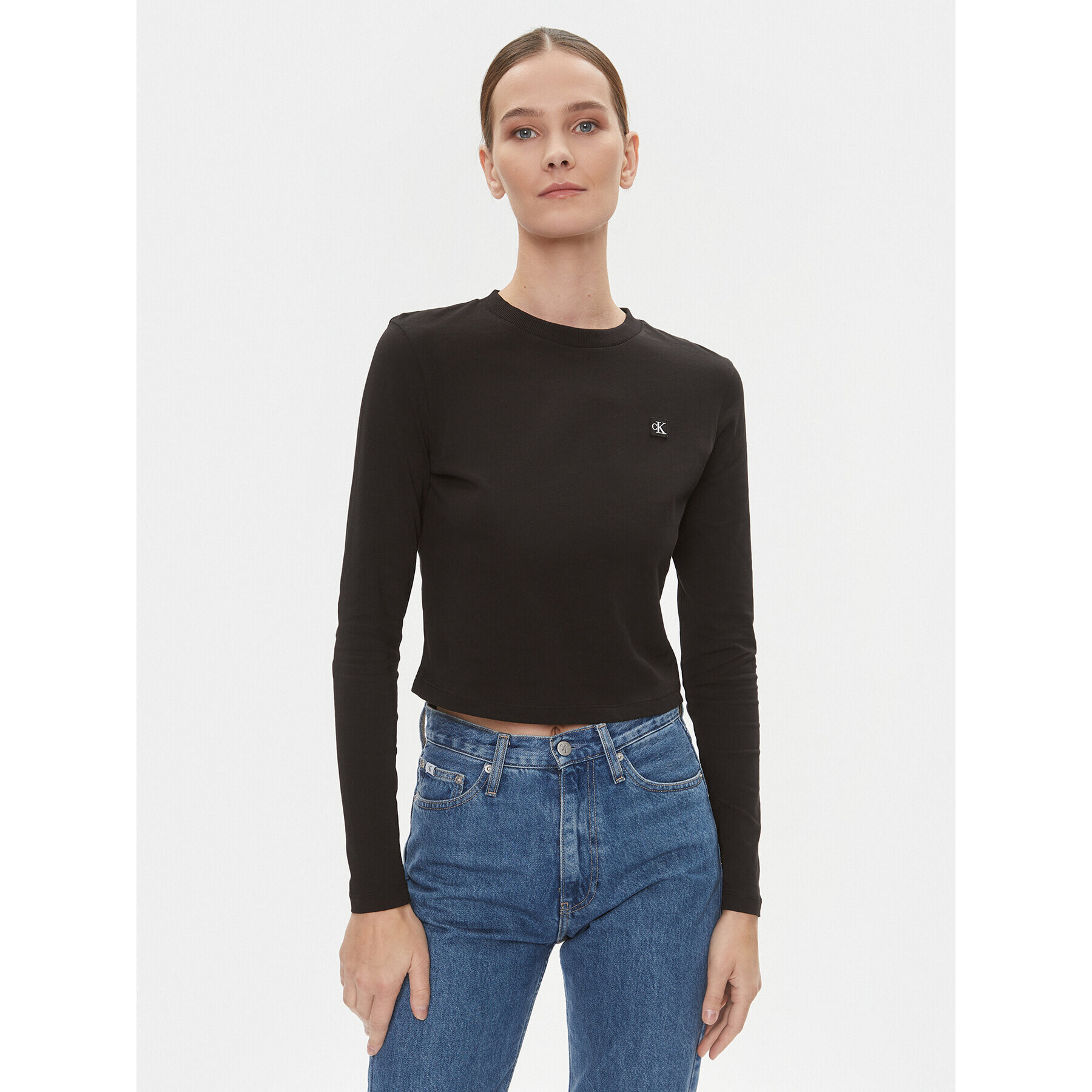 Calvin Klein Jeans Bluza Embro Badge J20J222884 Črna Regular Fit - Pepit.si