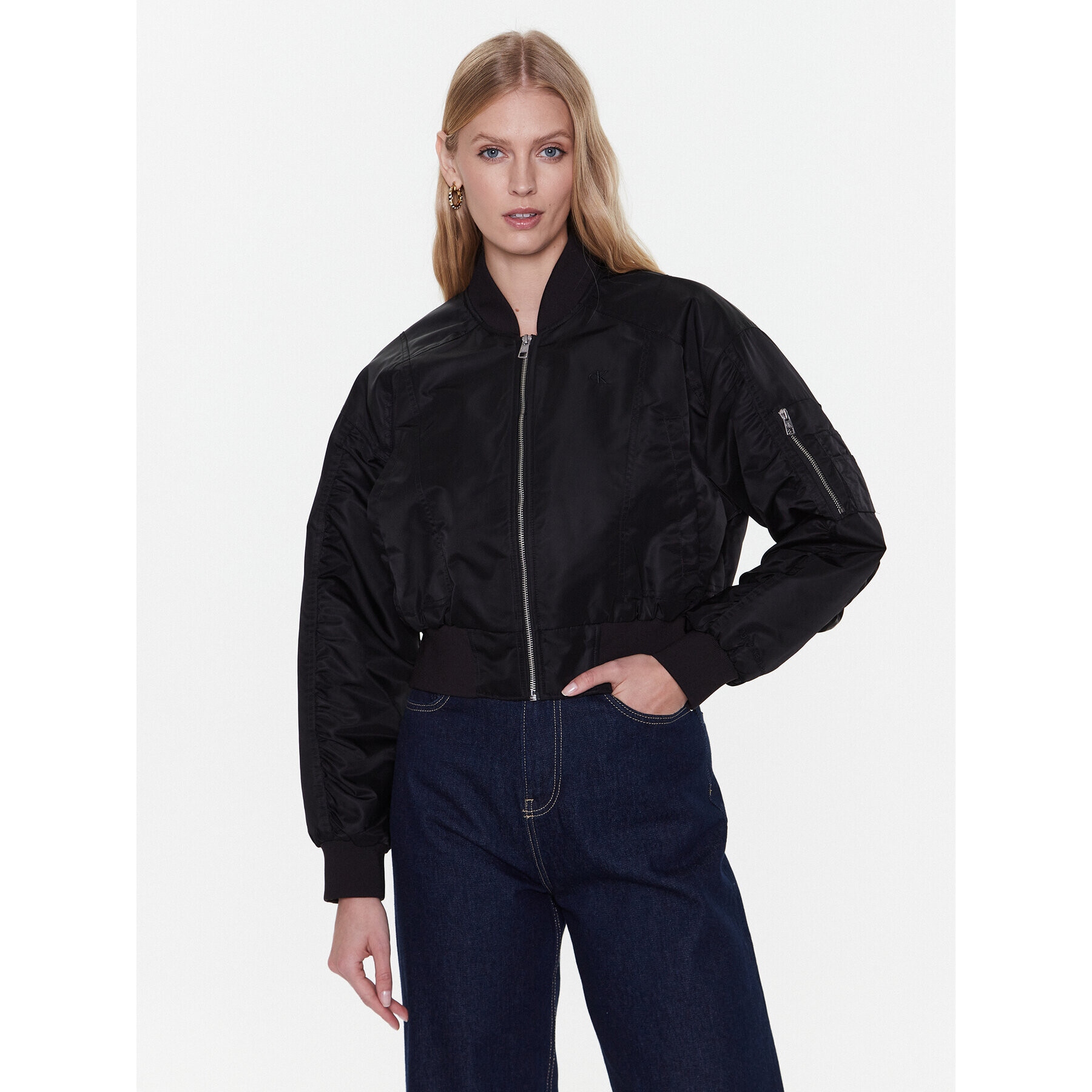 Calvin Klein Jeans Bomber jakna J20J220343 Črna Regular Fit - Pepit.si