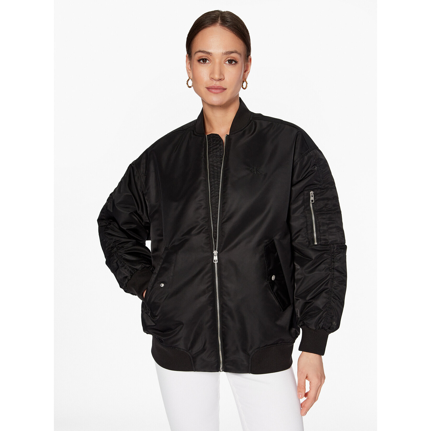 Calvin Klein Jeans Bomber jakna J20J221082 Črna Oversize - Pepit.si