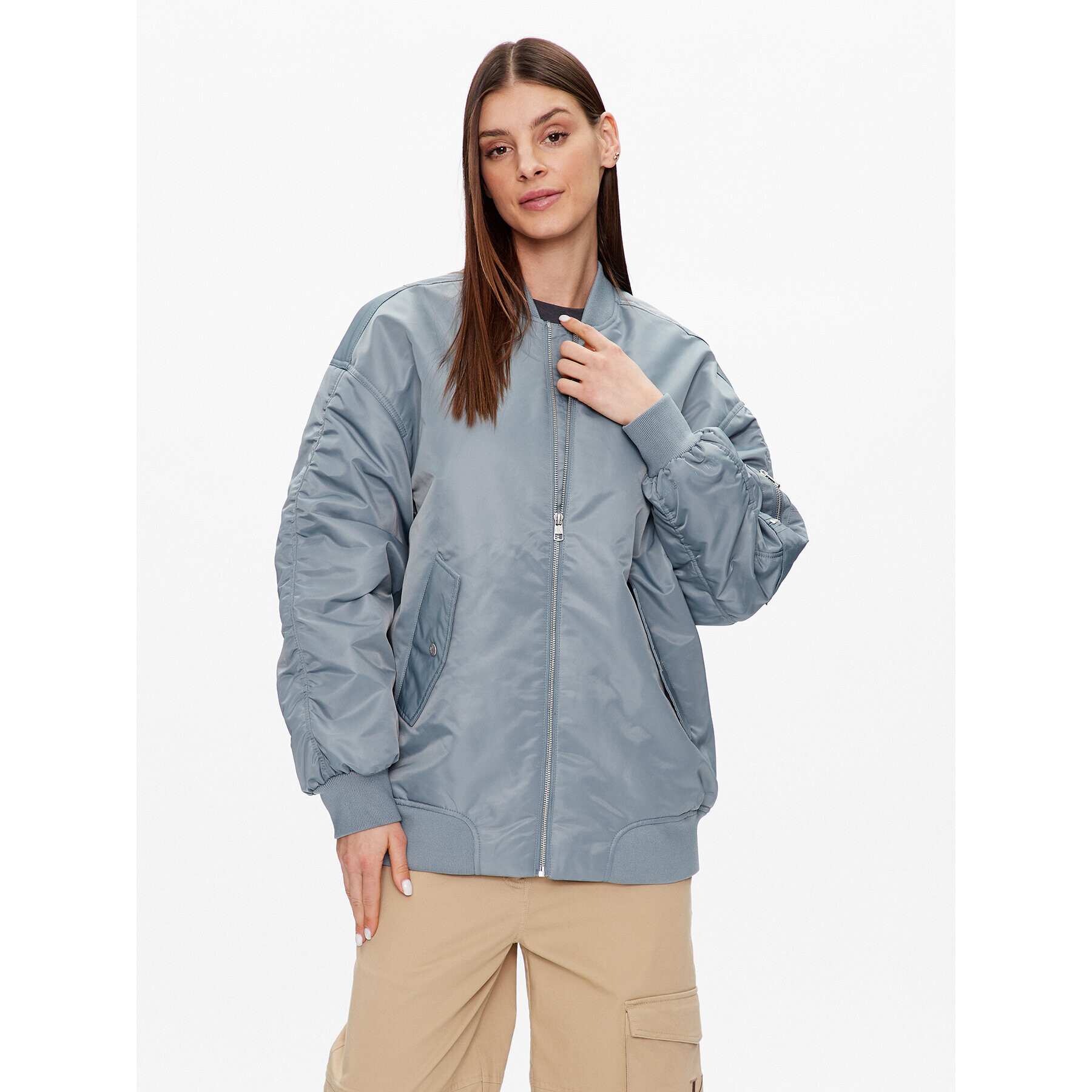 Calvin Klein Jeans Bomber jakna J20J221082 Modra Oversize - Pepit.si