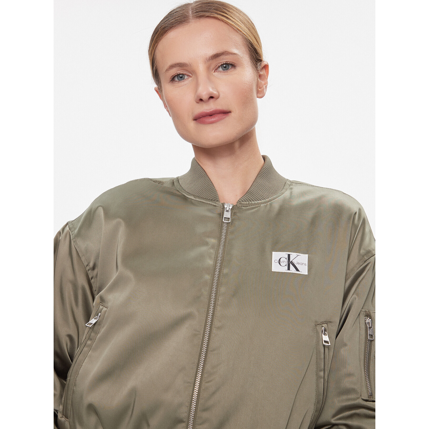 Calvin Klein Jeans Bomber jakna J20J222591 Zelena Regular Fit - Pepit.si