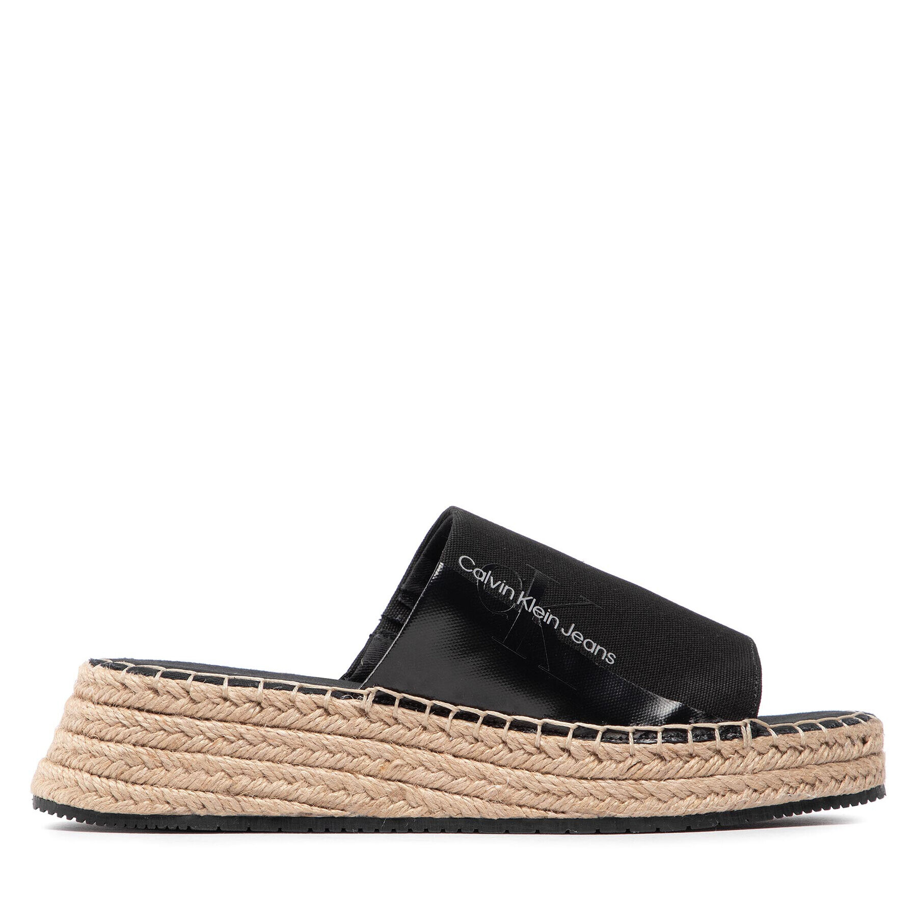 Calvin Klein Jeans Espadrile Sporty Wedge Sandal Monogram YW0YW00566 Črna - Pepit.si