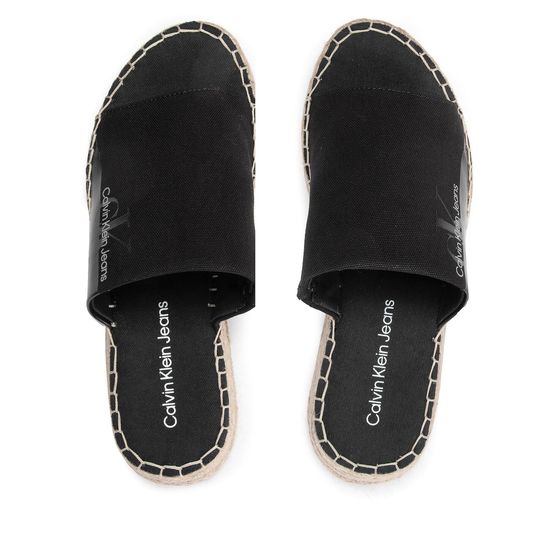 Calvin Klein Jeans Espadrile Sporty Wedge Sandal Monogram YW0YW00566 Črna - Pepit.si