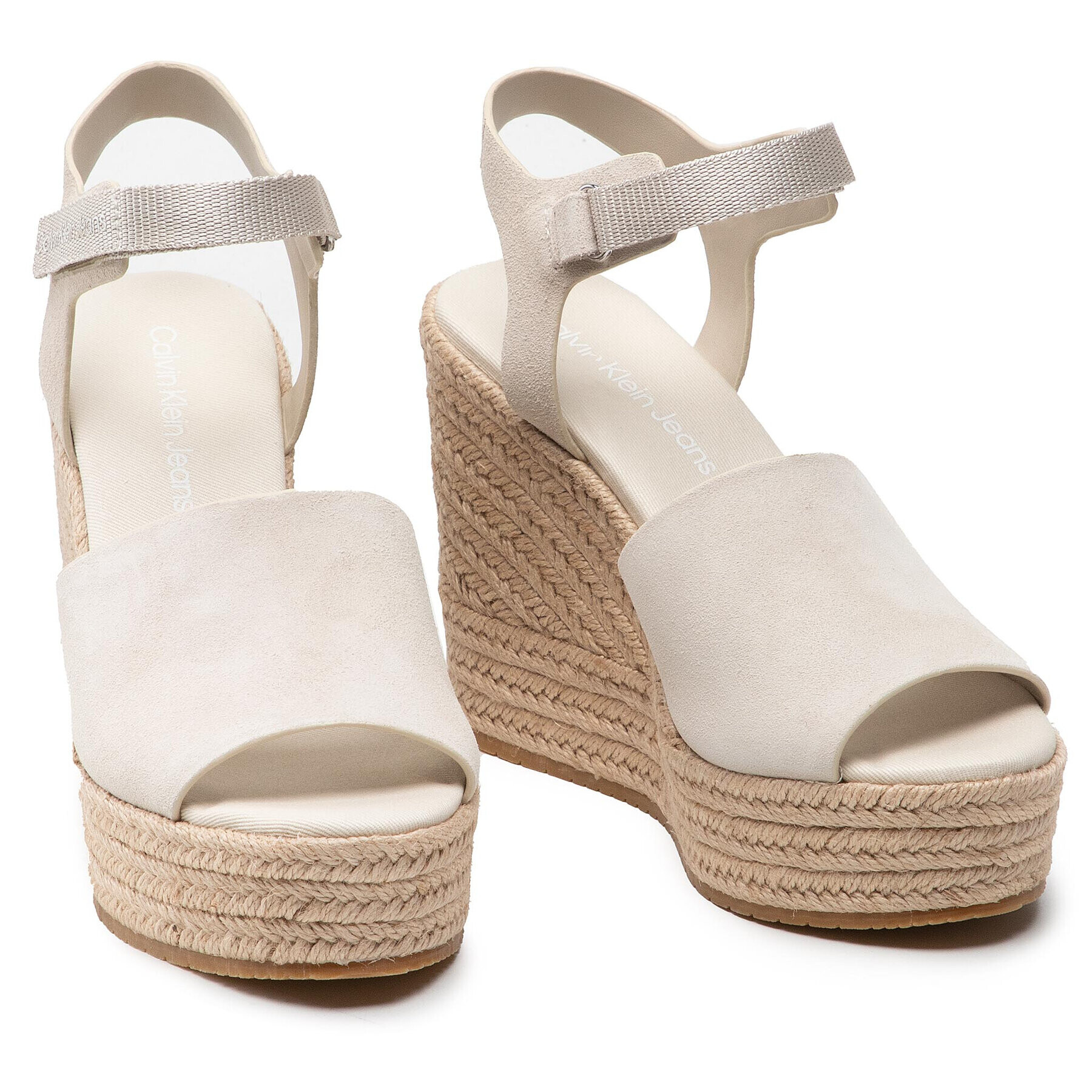 Calvin Klein Jeans Espadrile Wedge Sandal Ankle Clip Su YW0YW00571 Bež - Pepit.si